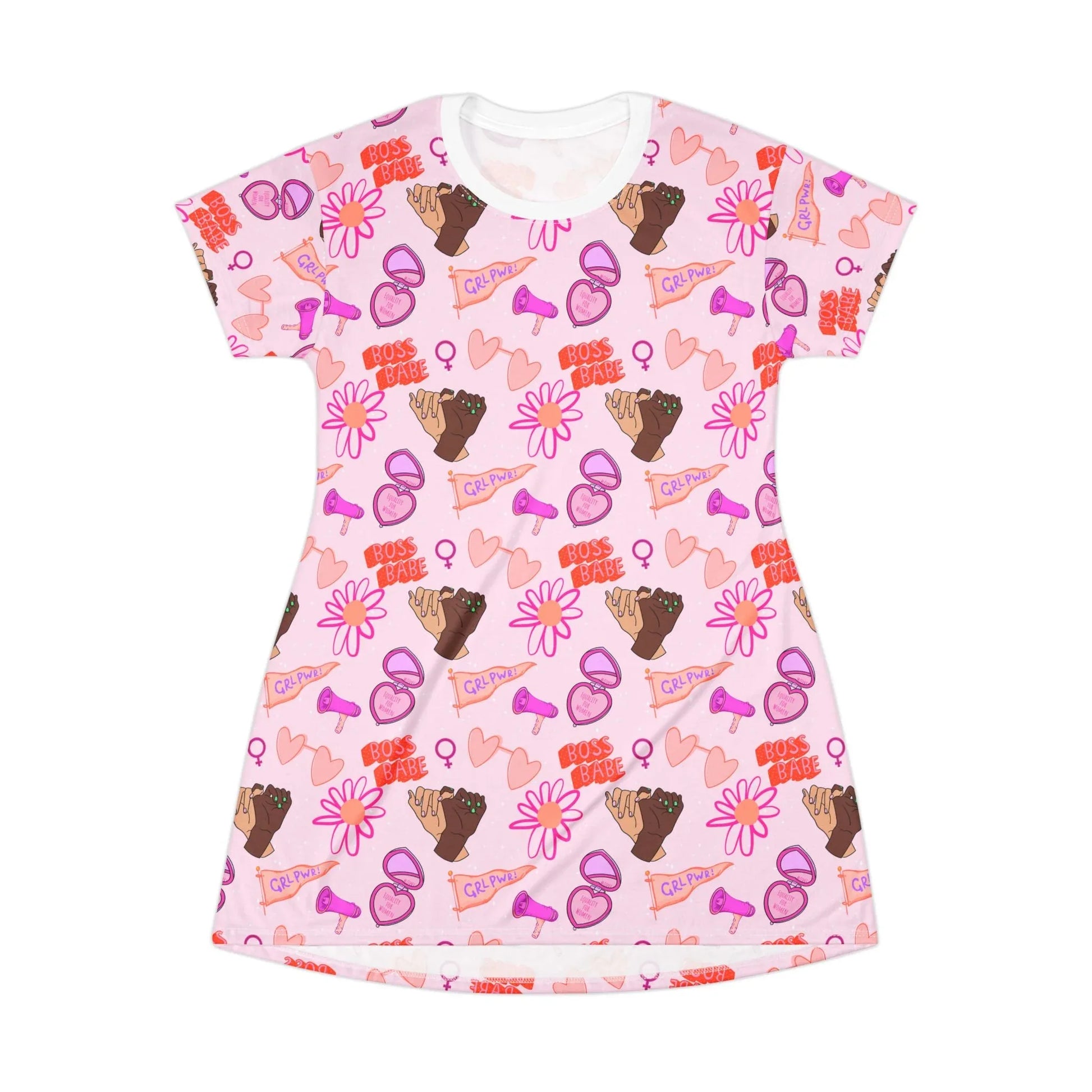 Celebrate Her Power T-Shirt Dress - XS - All Over Prints