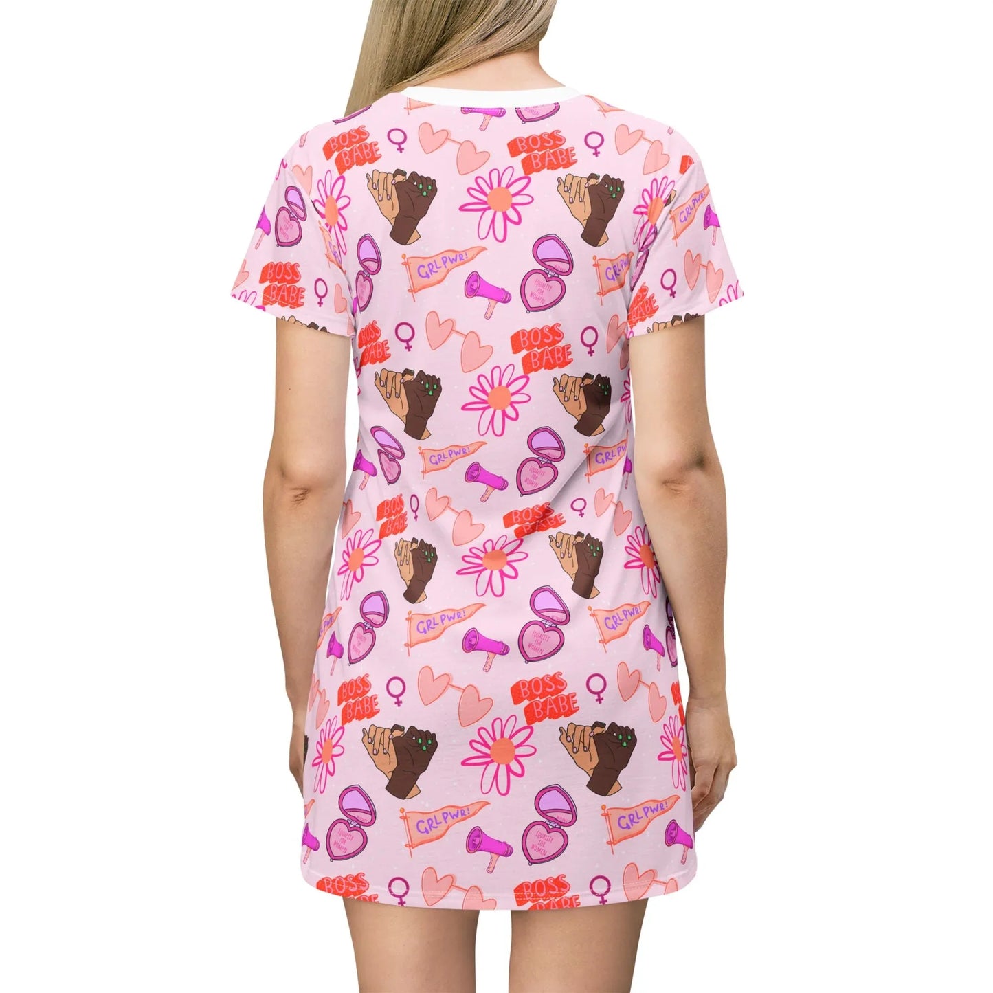 Celebrate Her Power T-Shirt Dress - All Over Prints