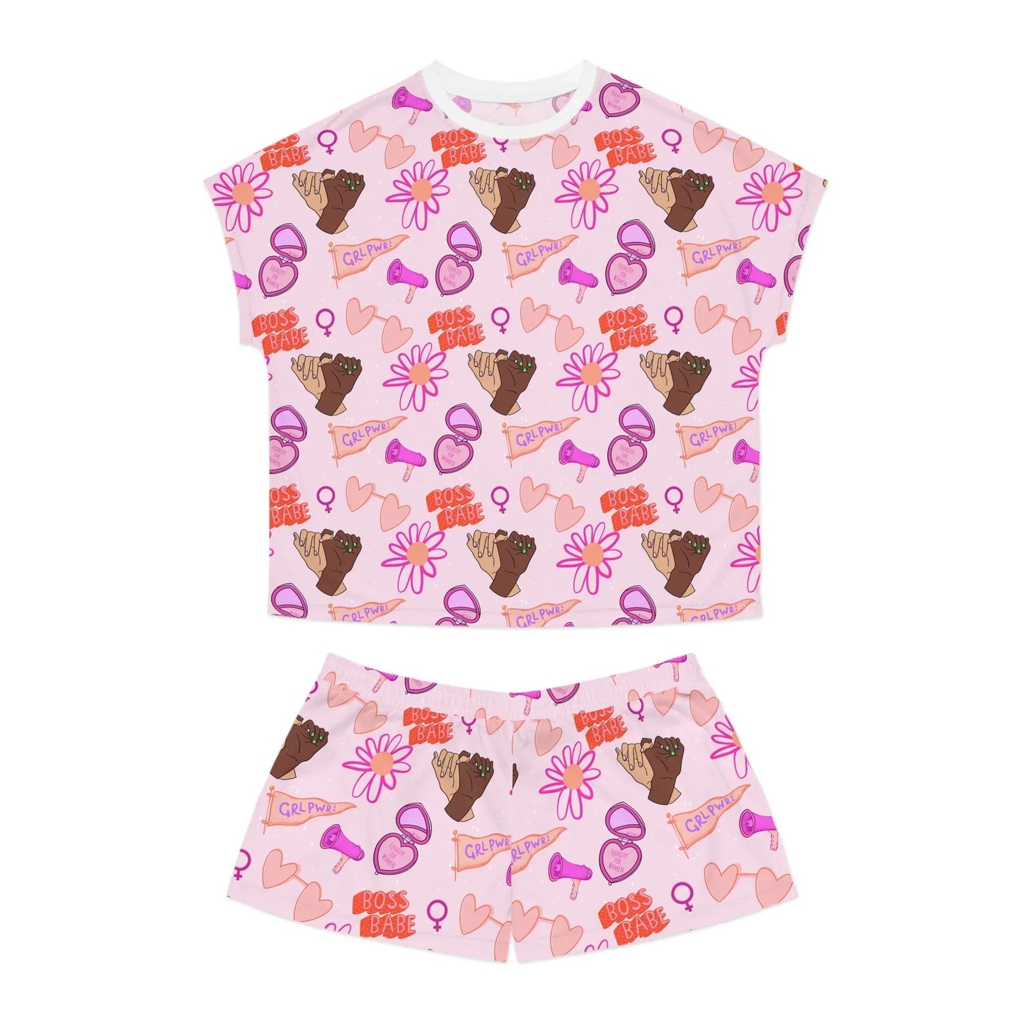 Celebrate Her Power Women’s Short Pajama Set - S / White - All Over Prints