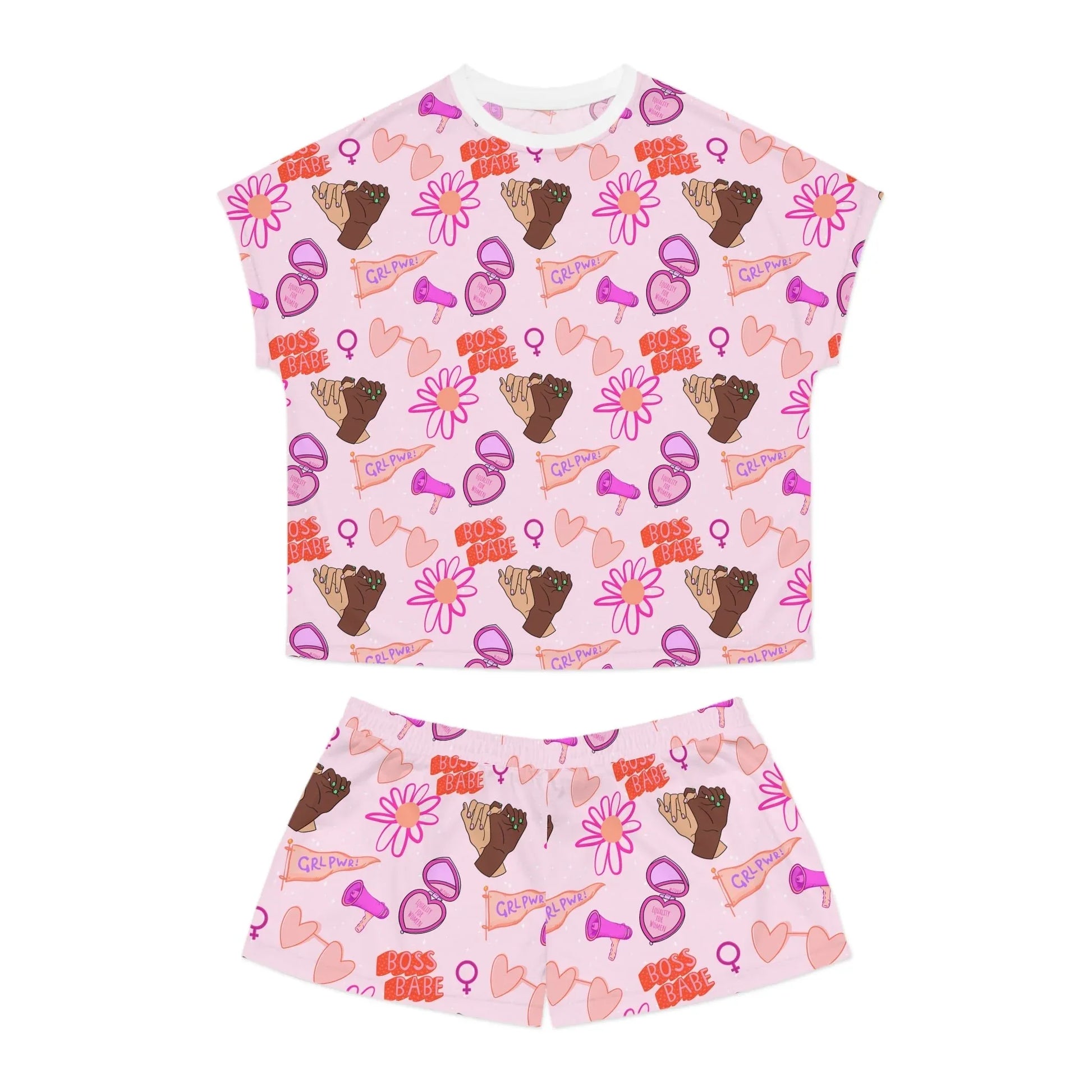Celebrate Her Power Women’s Short Pajama Set - S / White - All Over Prints