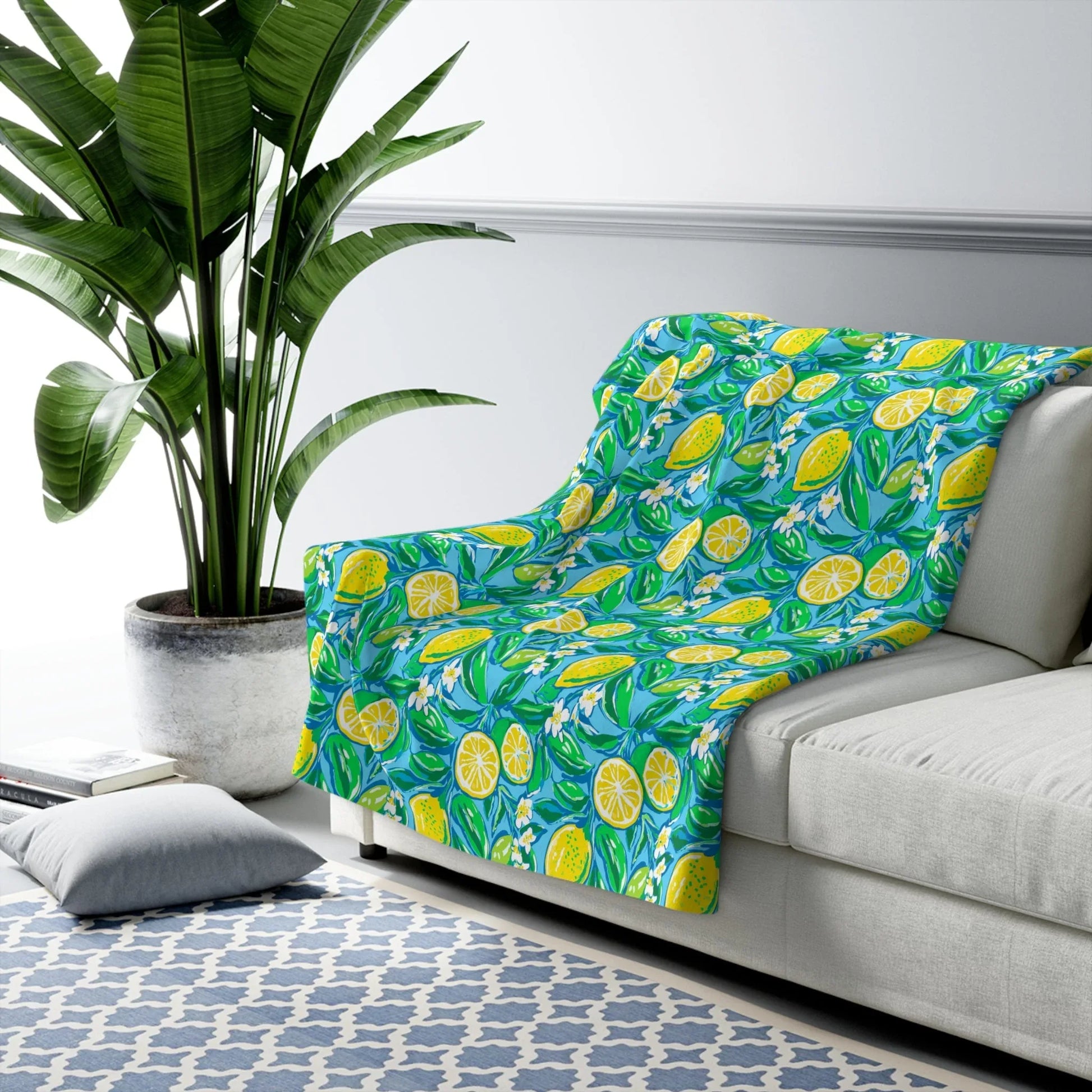 Citrus Splash Sherpa Fleece Blanket - 50’’ × 60’’ - Home Decor