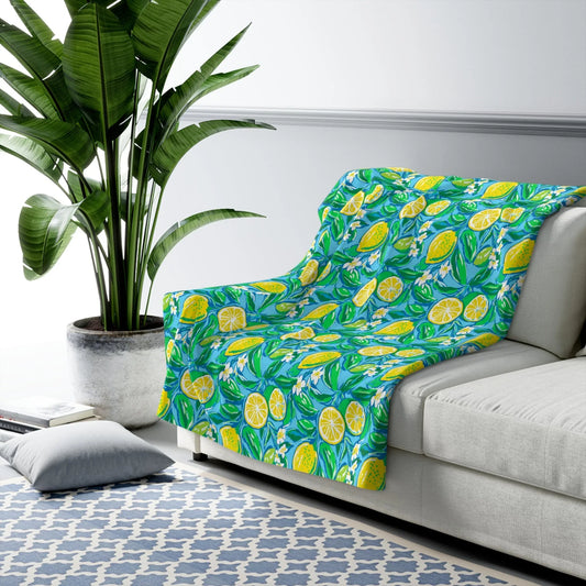 Citrus Splash Sherpa Fleece Blanket - 50’’ × 60’’ - Home Decor