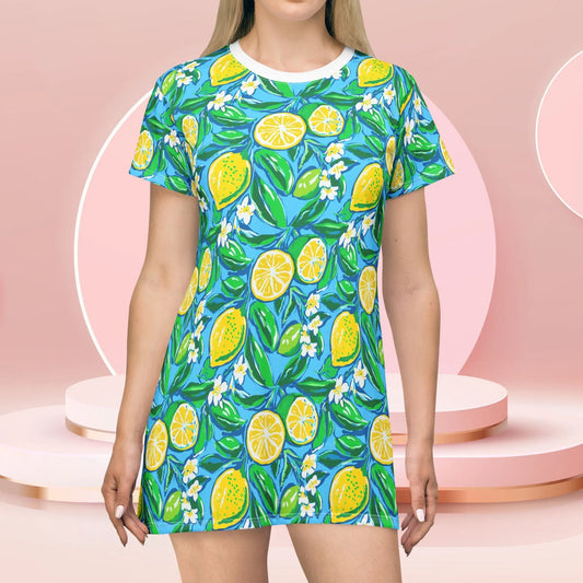 Citrus Splash T-Shirt Dress - All Over Prints