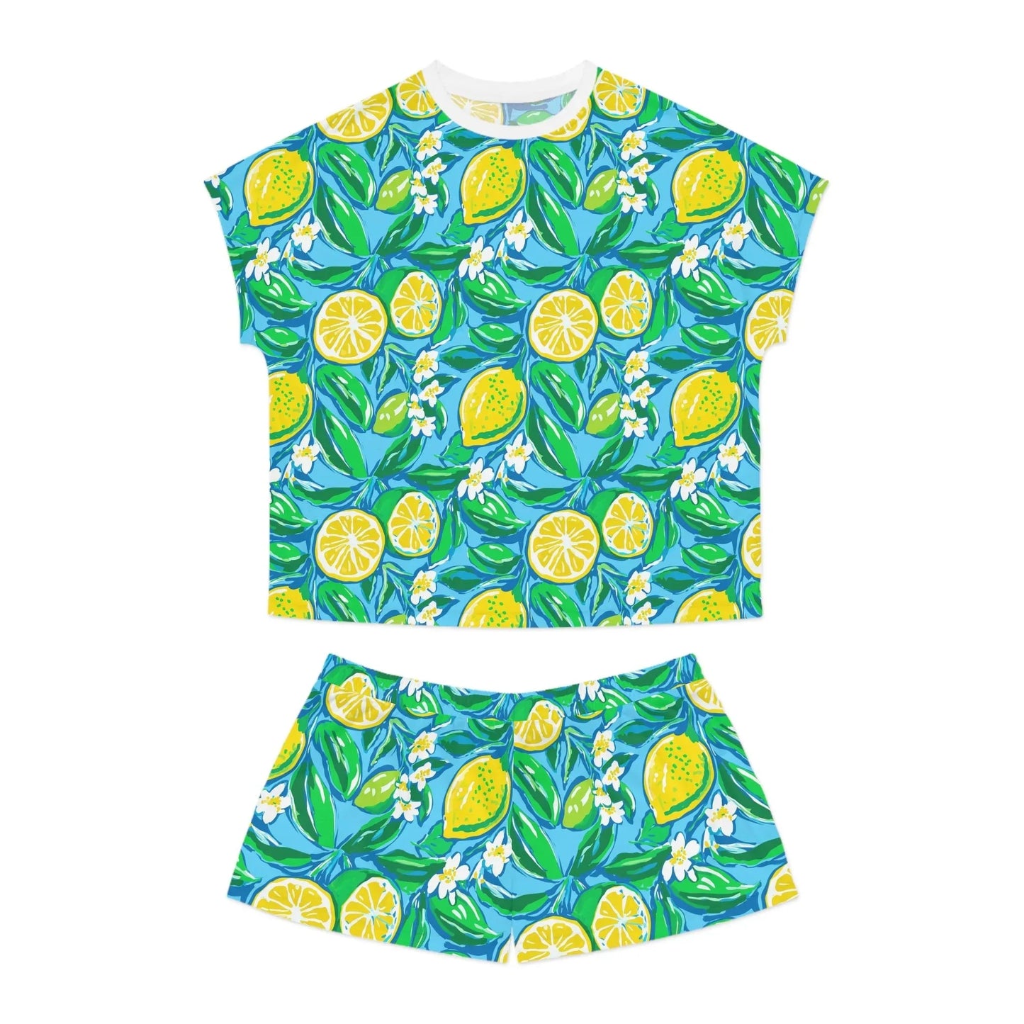 Citrus Splash Women’s Short Pajama Set - S / White - All Over Prints