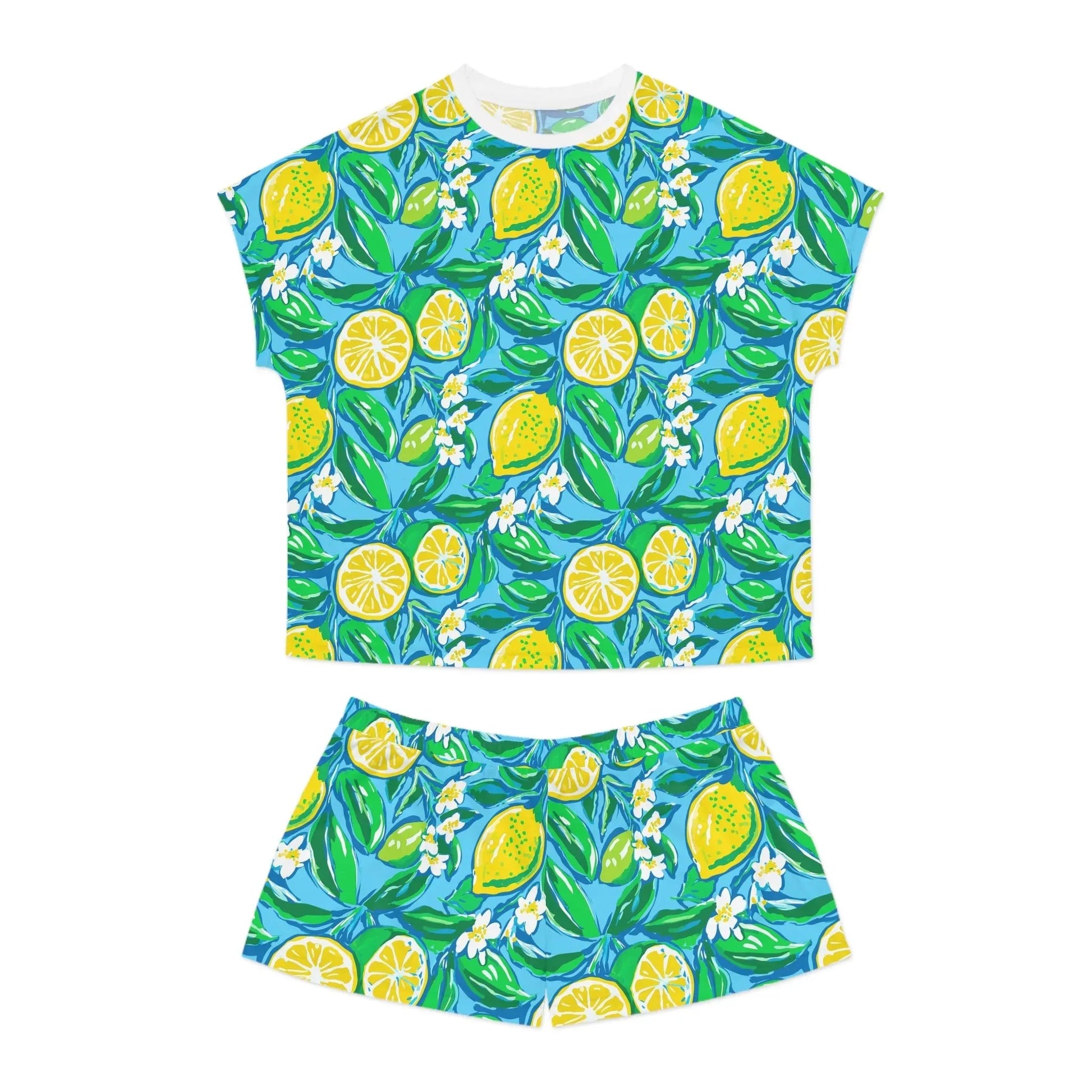 Citrus Splash Women’s Short Pajama Set - S / White - All Over Prints