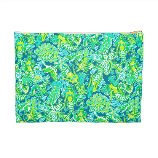 Emerald Mermaid Accessory Pouch - Large / White zipper - Bags