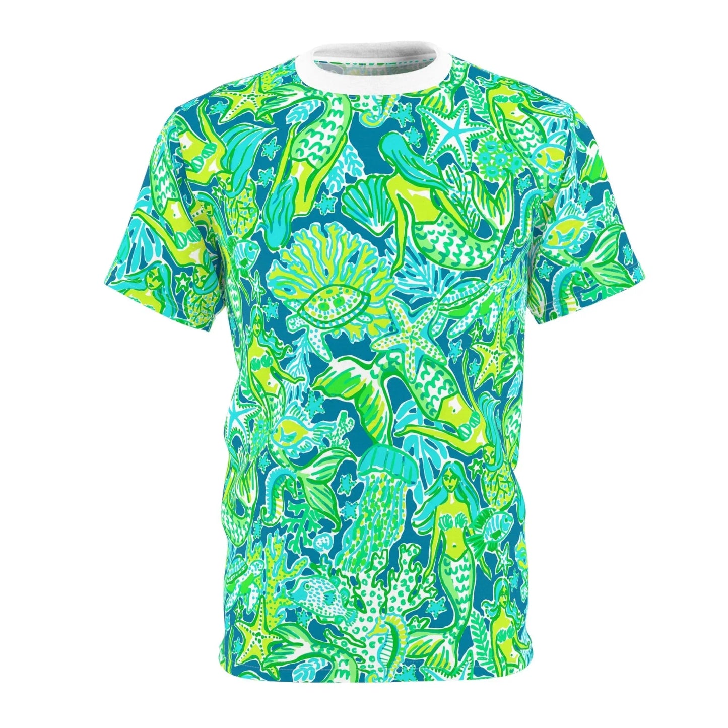Emerald Mermaid All-Over-Print T-Shirt - White stitching / 4 oz. / S - All Over Prints