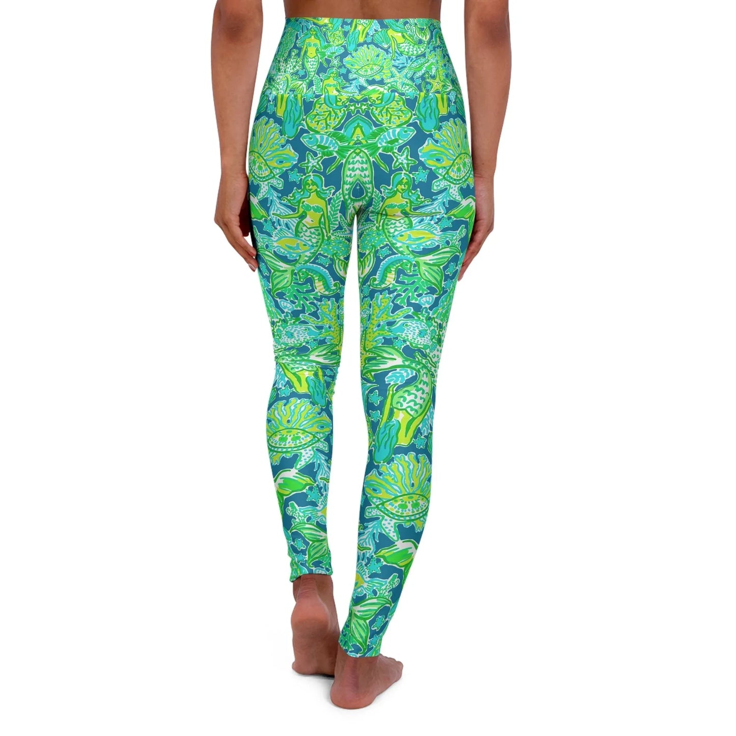 Emerald Mermaid High Waisted Yoga Leggings - All Over Prints