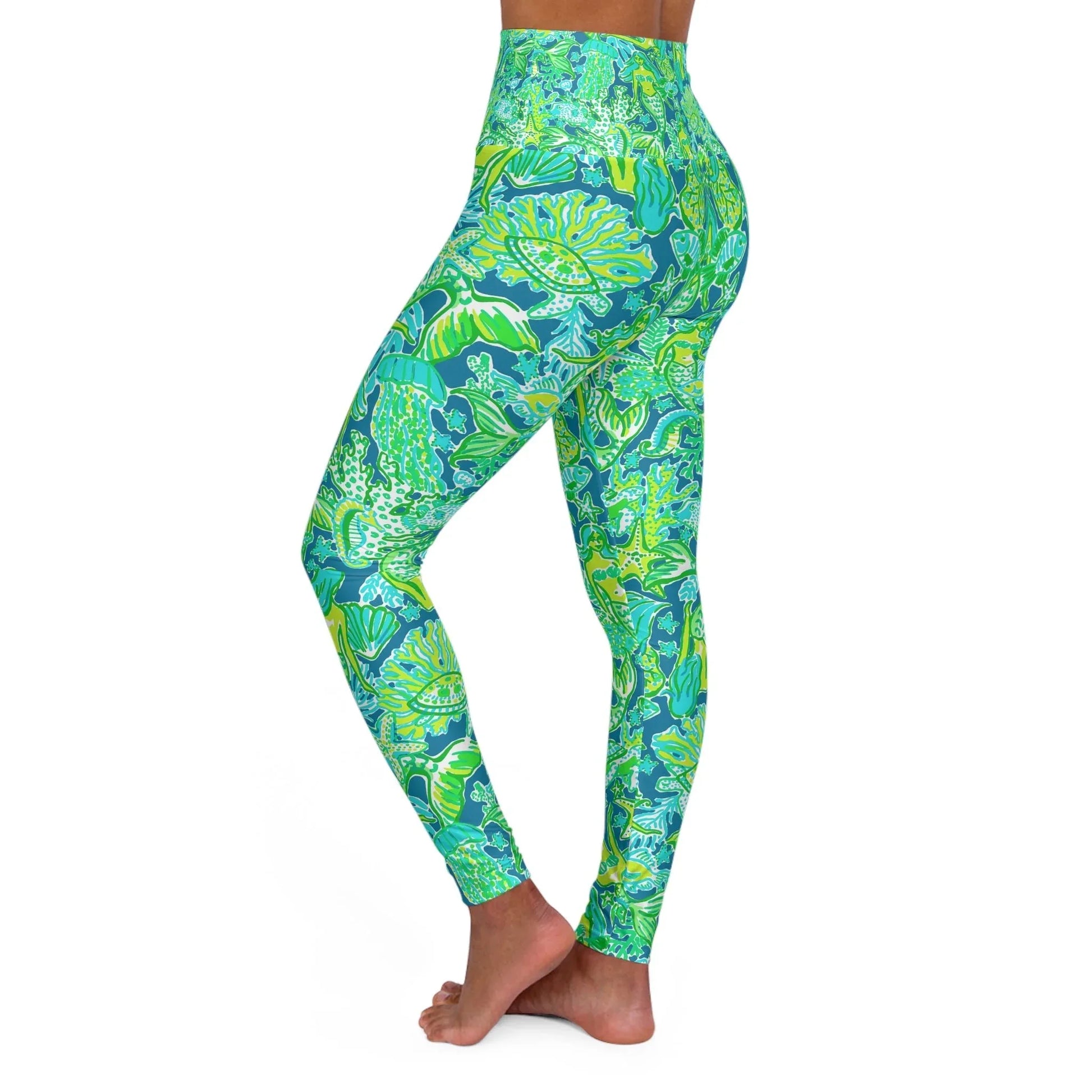 Emerald Mermaid High Waisted Yoga Leggings - All Over Prints