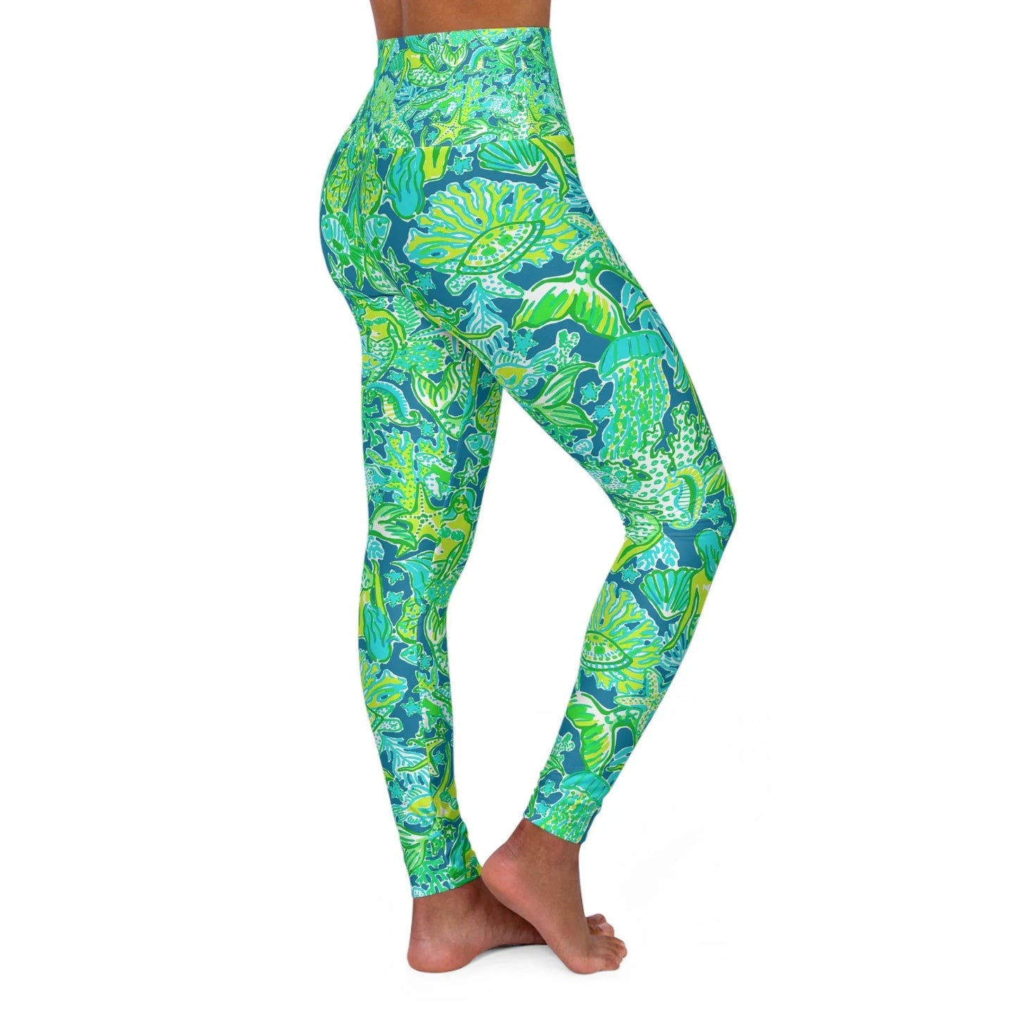 Emerald Mermaid High Waisted Yoga Leggings - All Over Prints