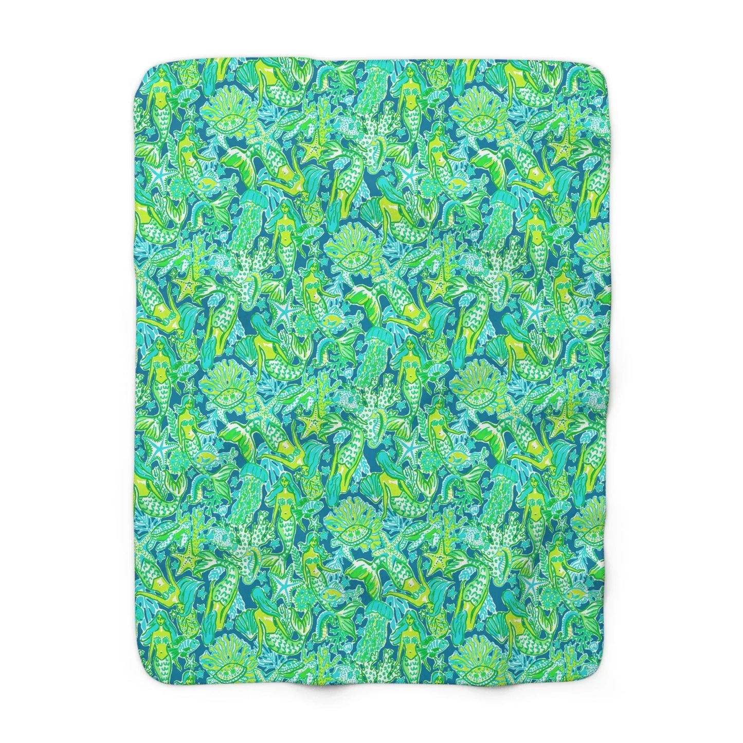 Emerald Mermaid Sherpa Fleece Blanket - 50’’ × 60’’ - Home Decor