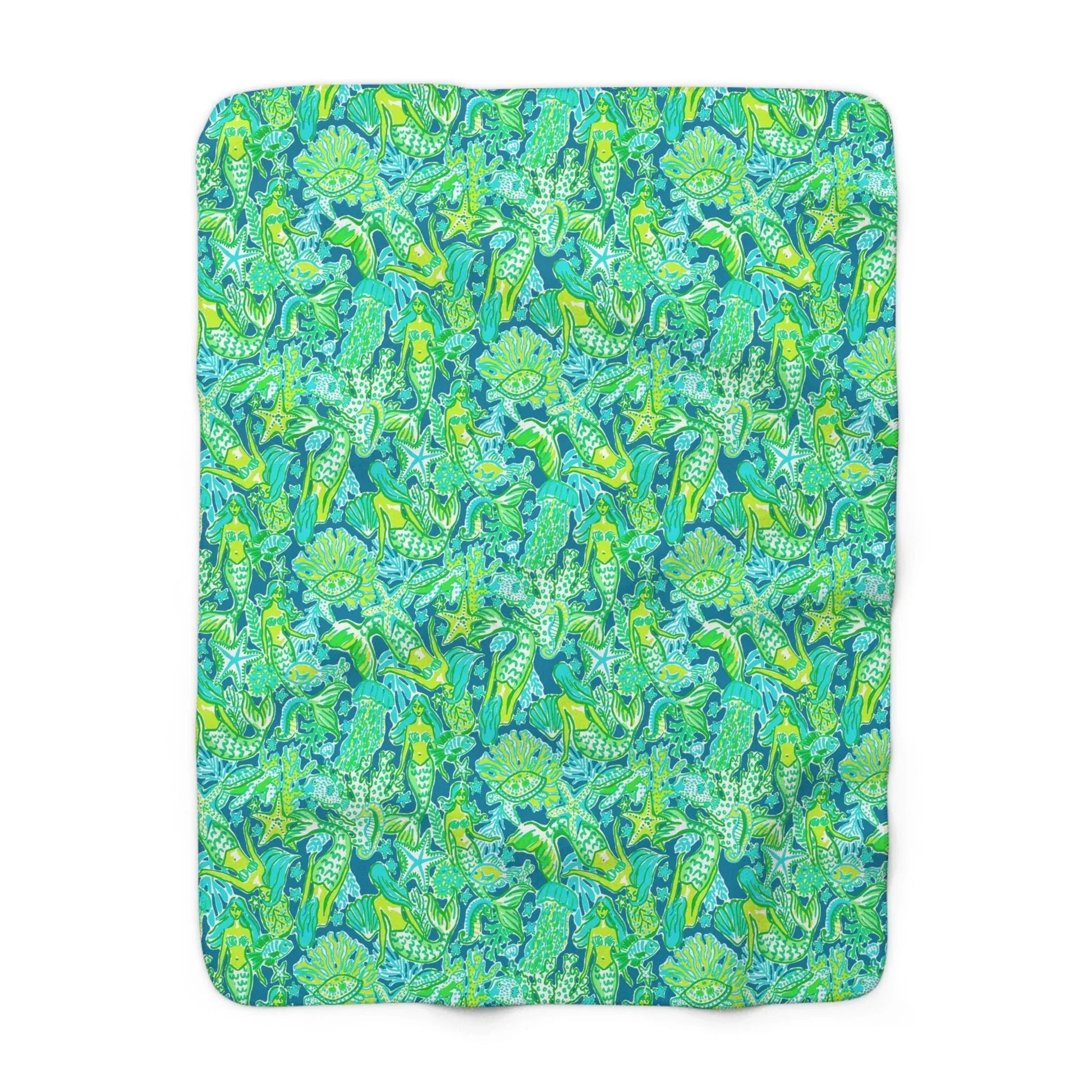 Emerald Mermaid Sherpa Fleece Blanket - 50’’ × 60’’ - Home Decor