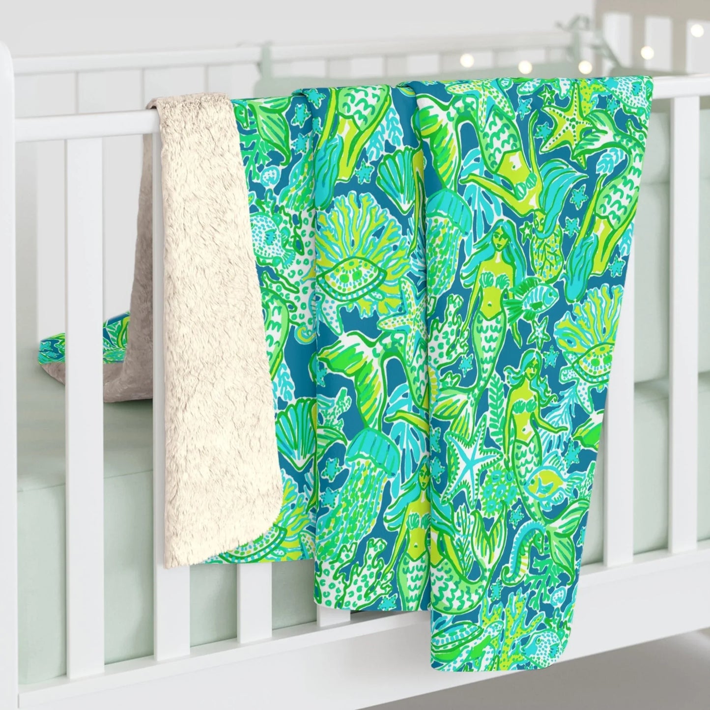 Emerald Mermaid Sherpa Fleece Blanket - 50’’ × 60’’ - Home Decor