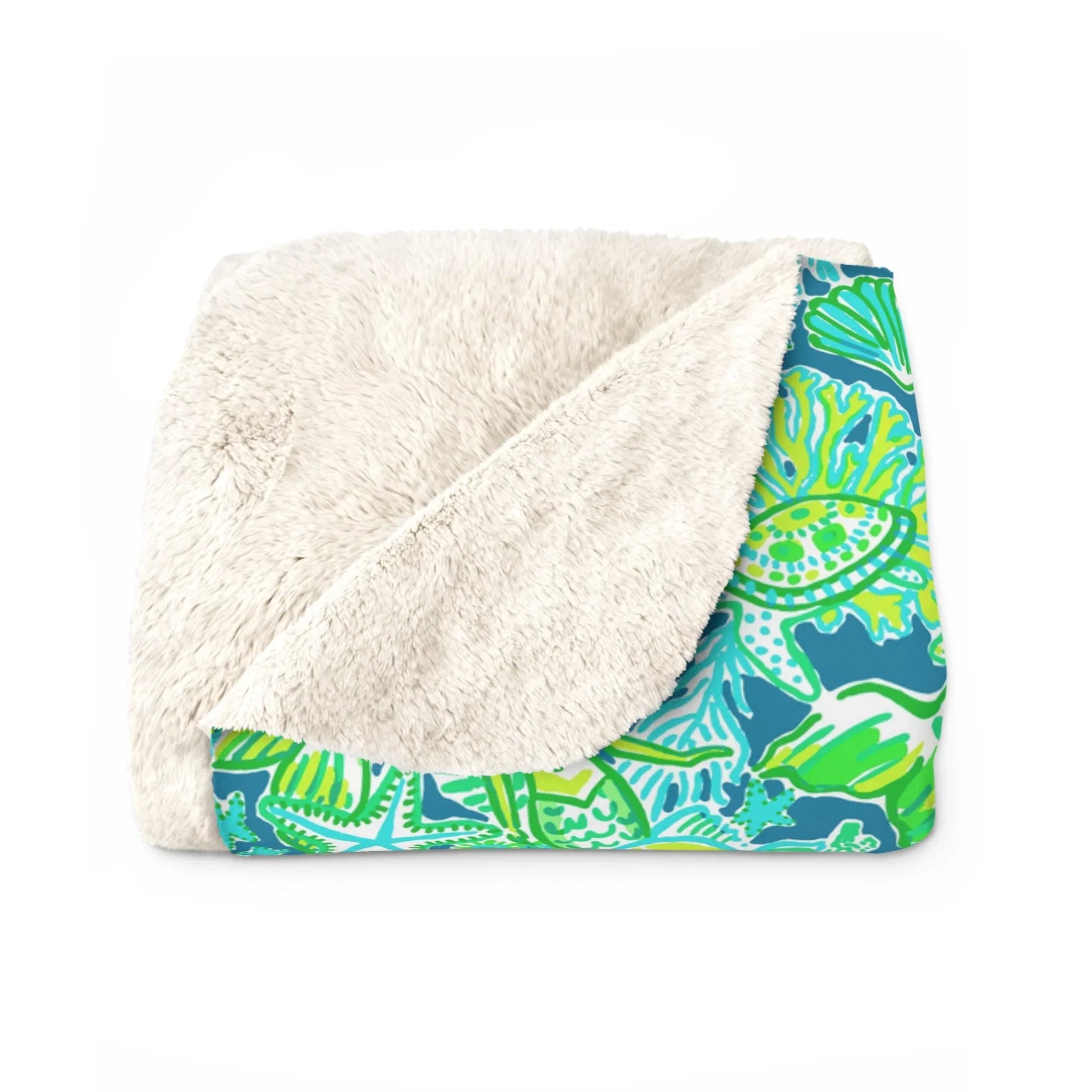 Emerald Mermaid Sherpa Fleece Blanket - 50’’ × 60’’ - Home Decor