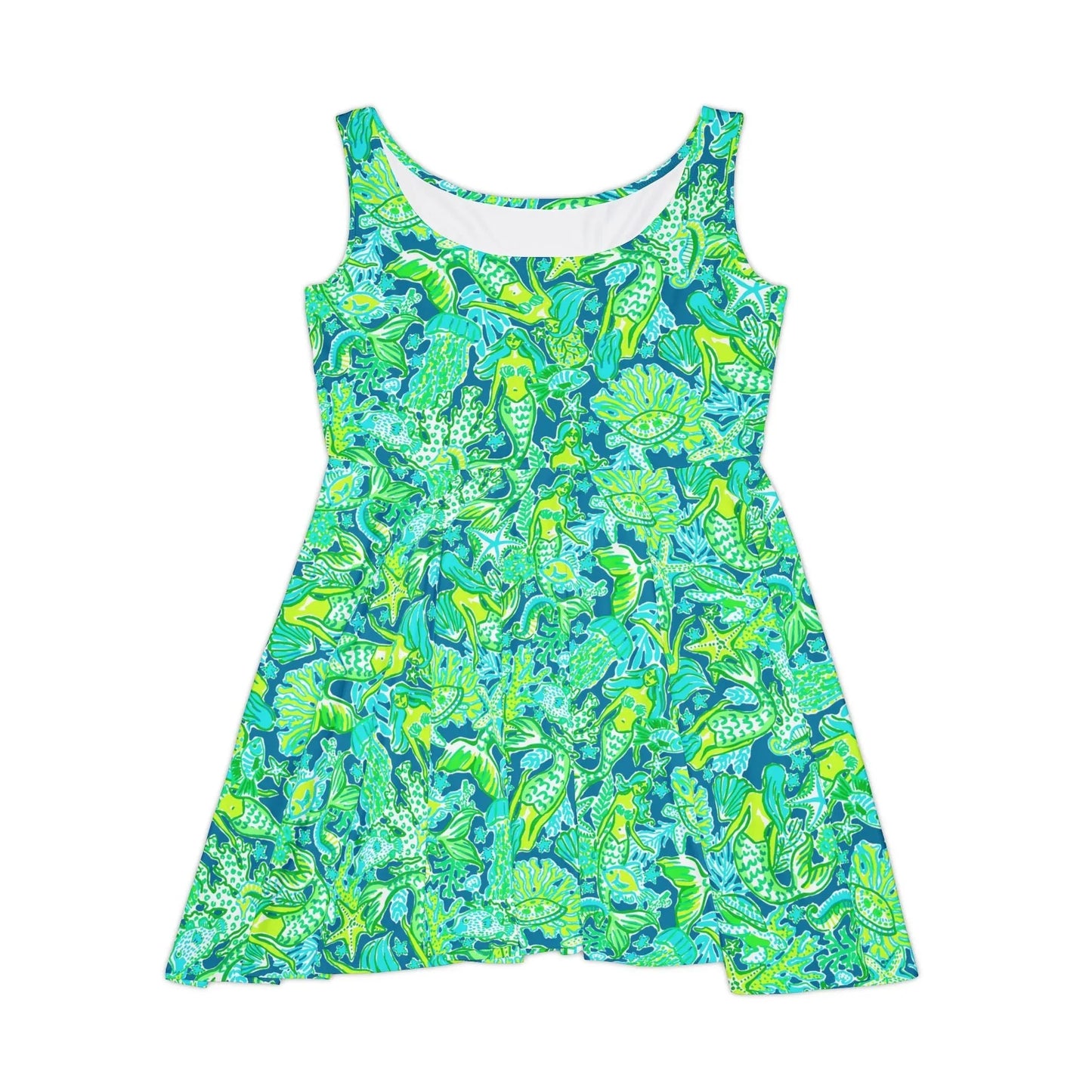 Emerald Mermaid Skater Dress - XS - All Over Prints