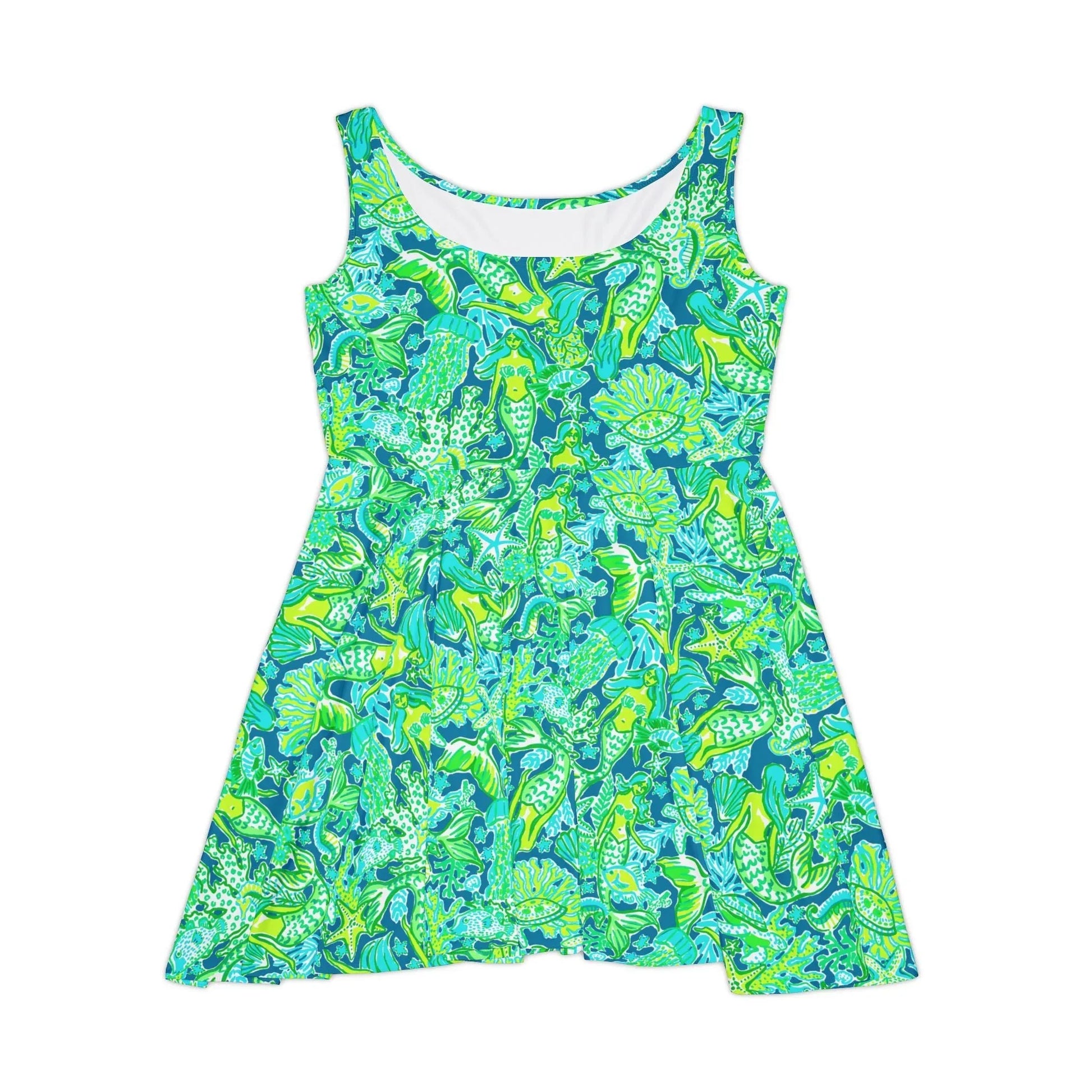 Emerald Mermaid Skater Dress - XS - All Over Prints