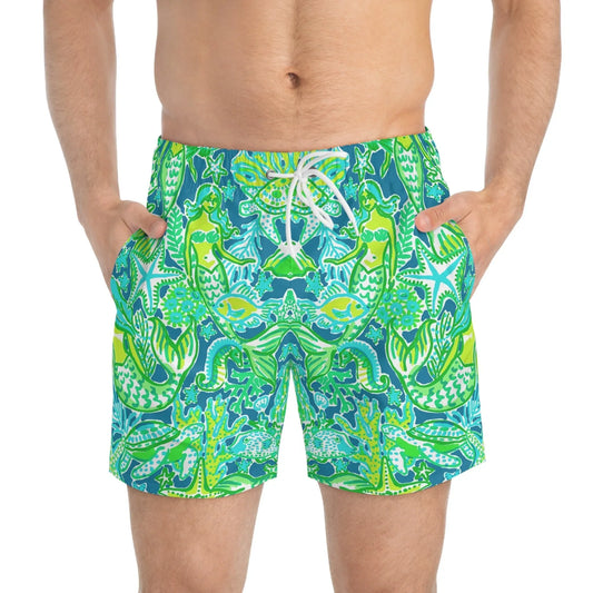 Emerald Mermaid Swim Trunks - All Over Prints