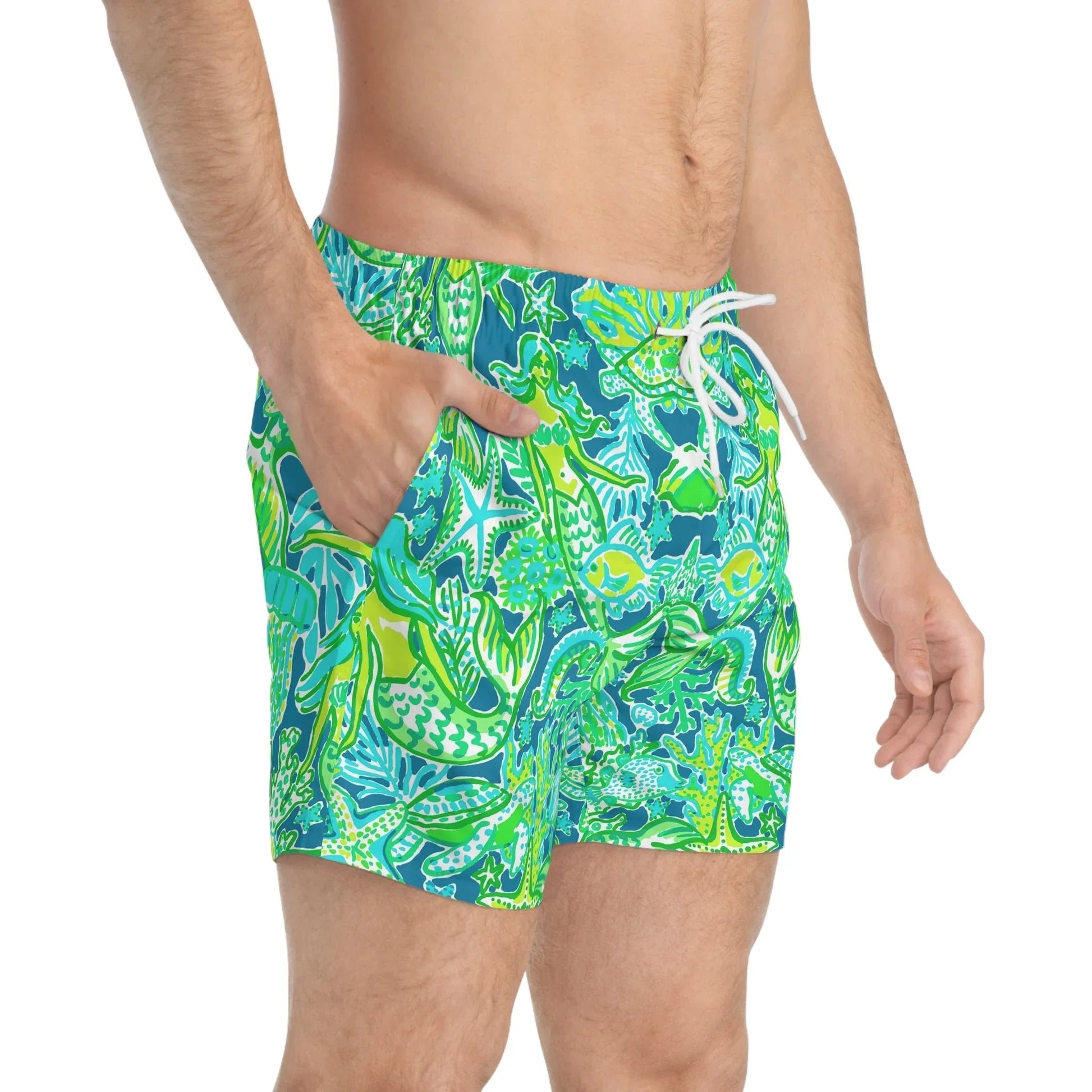 Emerald Mermaid Swim Trunks - All Over Prints