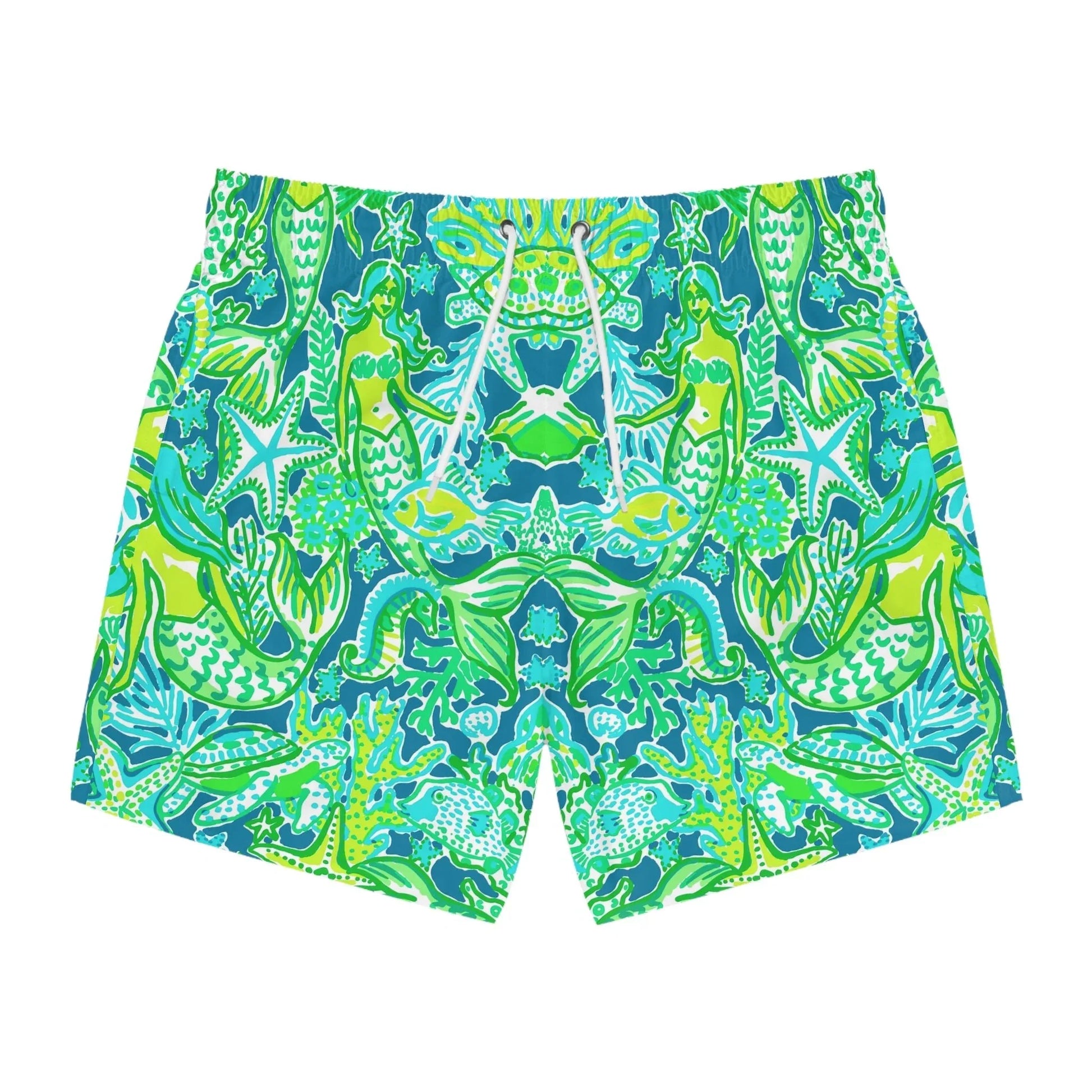 Emerald Mermaid Swim Trunks - XS / Seam thread color automatically matched to design - All Over Prints