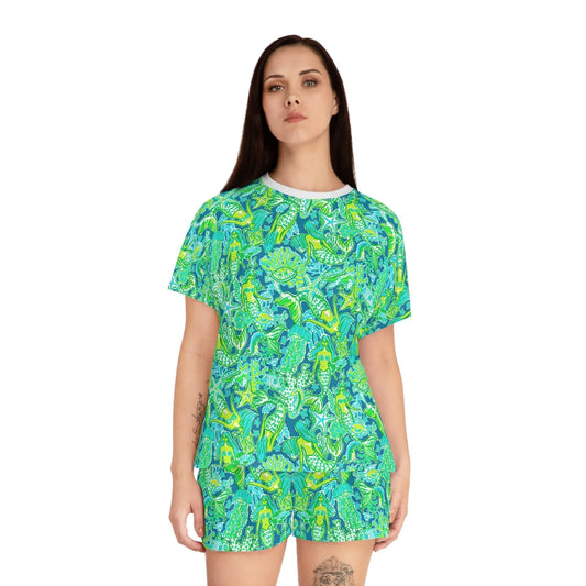 Emerald Mermaid Women’s Short Pajama Set - All Over Prints