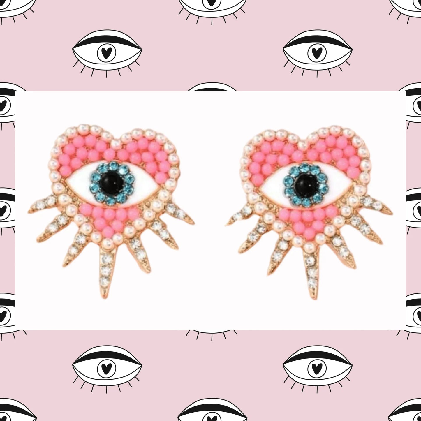 Enchanted Pink Evil Eye Earrings
