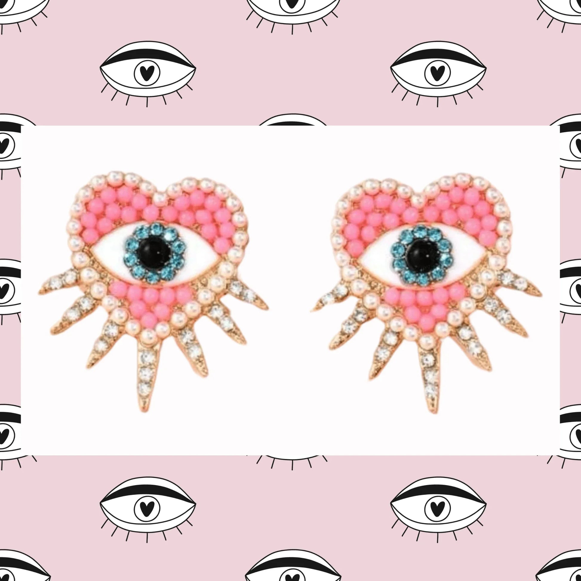 Enchanted Pink Evil Eye Earrings