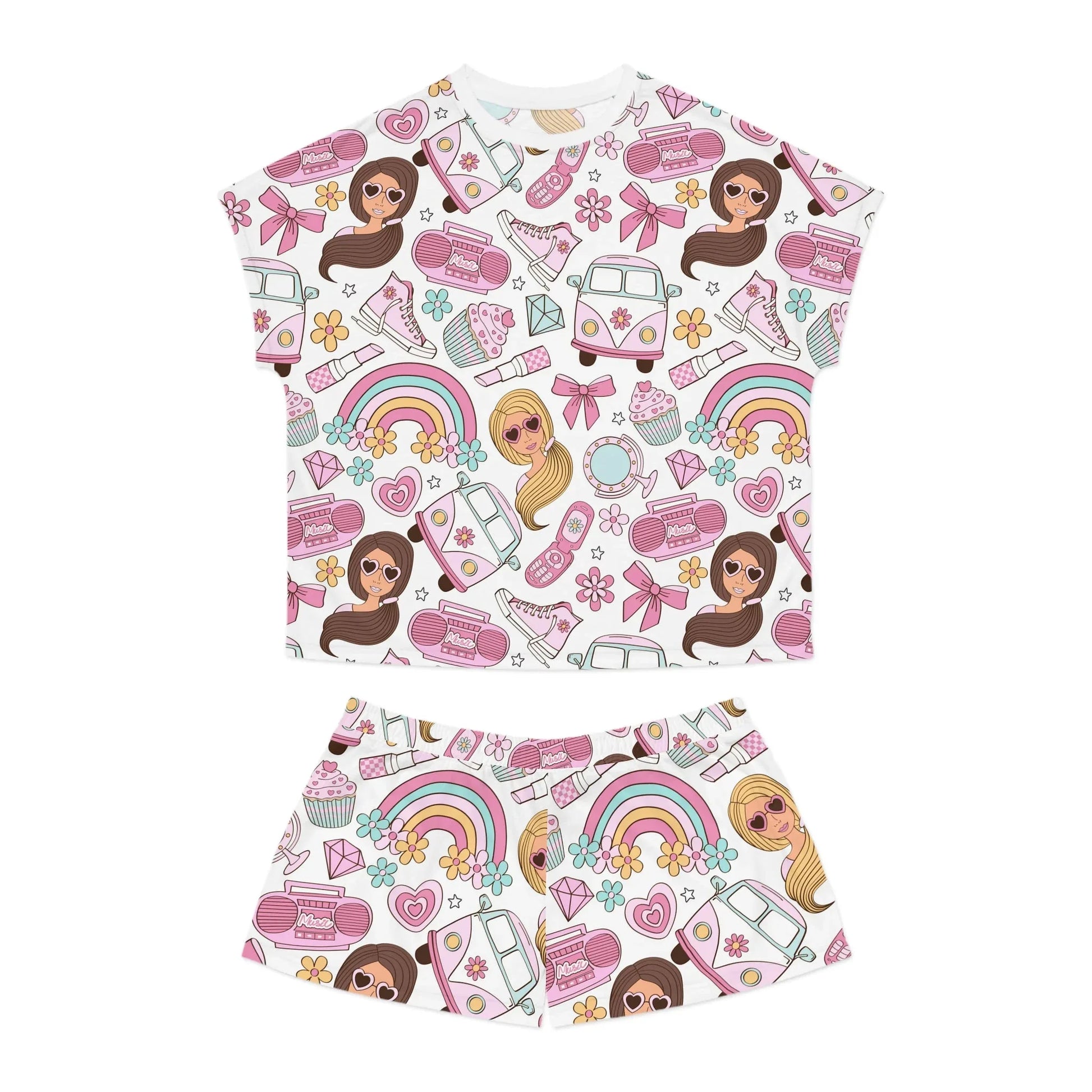 Fierce Females Short Pajama Set - S / White - All Over Prints