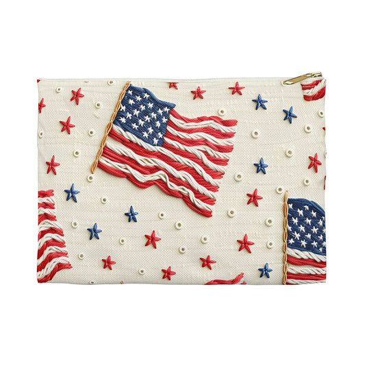 Flag of Freedom Accessory Pouch - Small / White zipper - Bags
