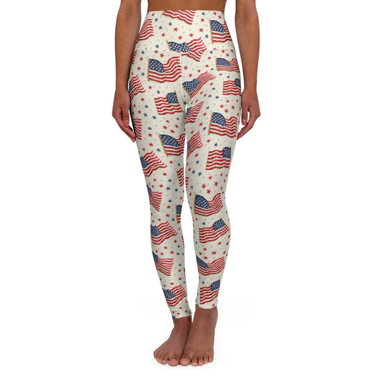 Flag of Freedom High Waisted Yoga Leggings - XS - All Over Prints
