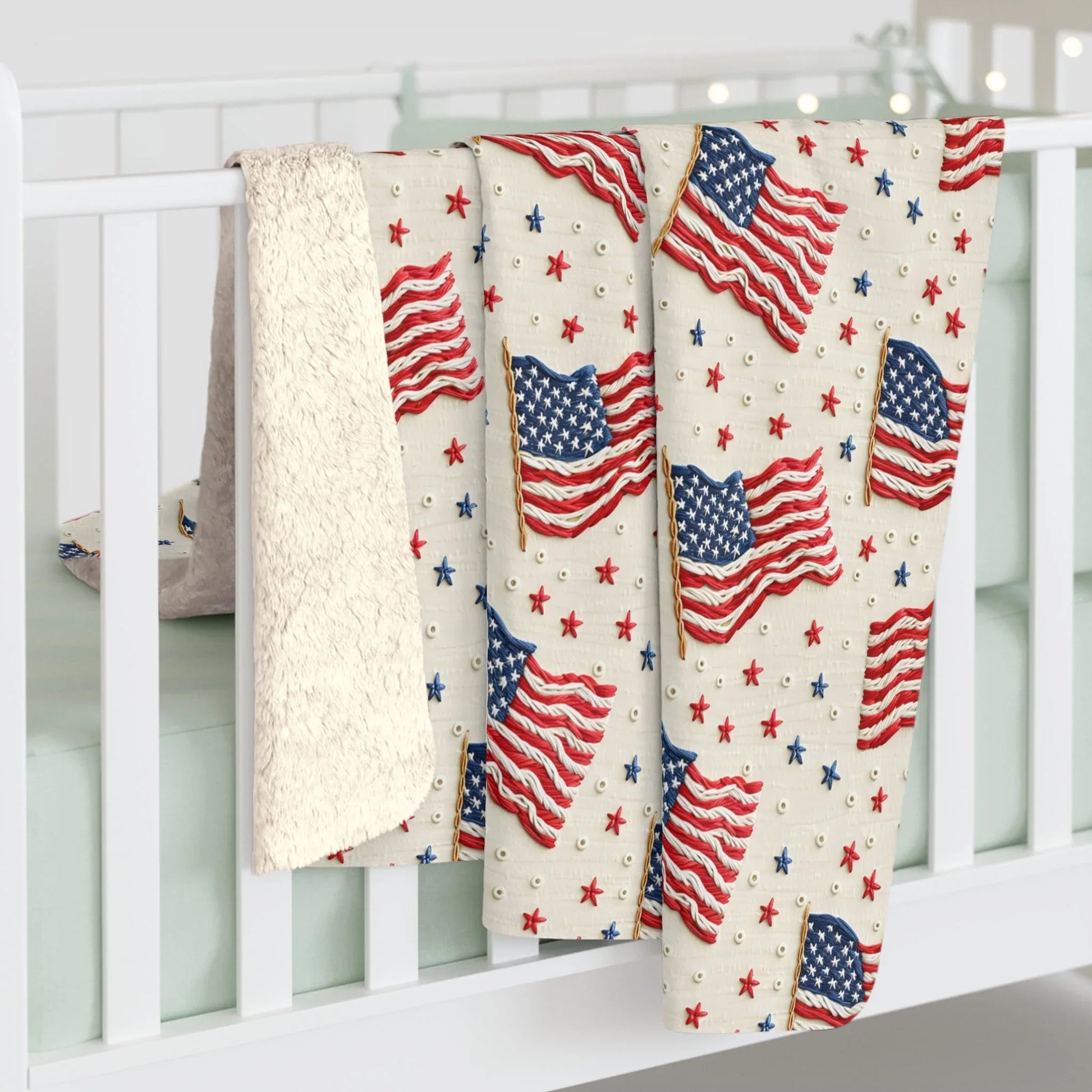 Flag of Freedom Sherpa Fleece Blanket - 50’’ × 60’’ - Home Decor