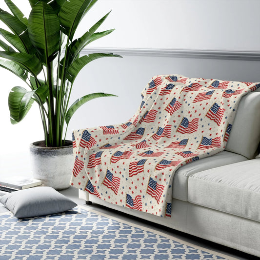 Flag of Freedom Sherpa Fleece Blanket - 50’’ × 60’’ - Home Decor
