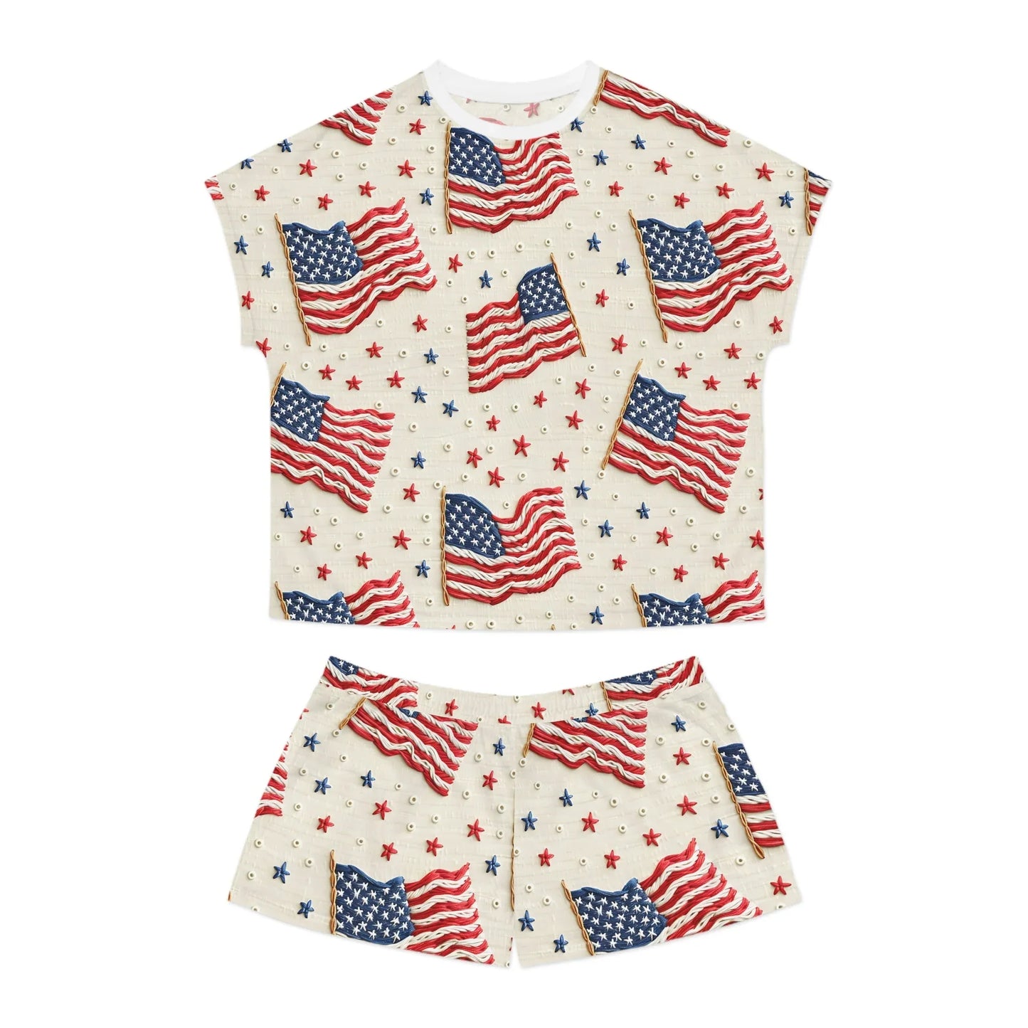 Flag of Freedom Women’s Short Pajama Set - S / White - All Over Prints