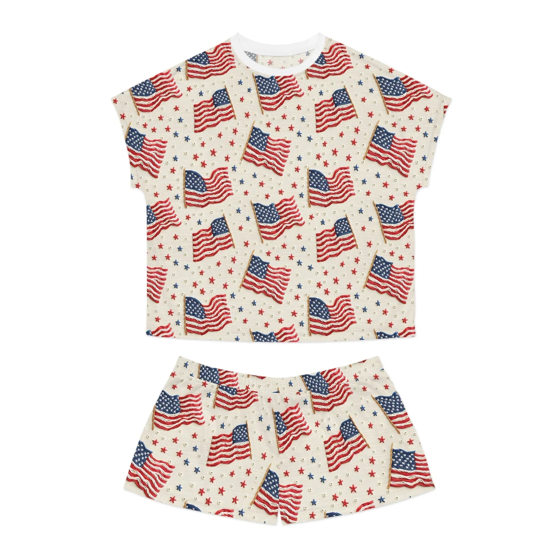 Flag of Freedom Women’s Short Pajama Set - S / White - All Over Prints