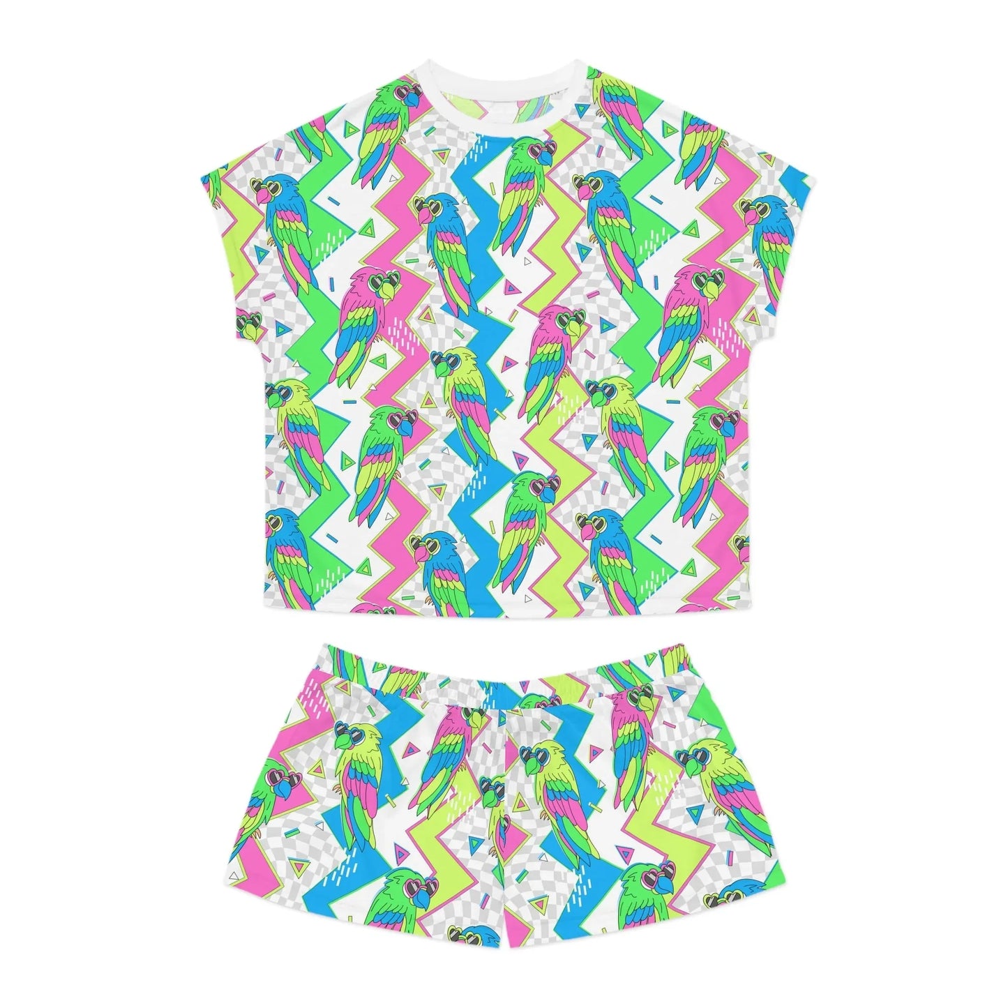 Funky Feminine Short Pajama Set - S / White - All Over Prints