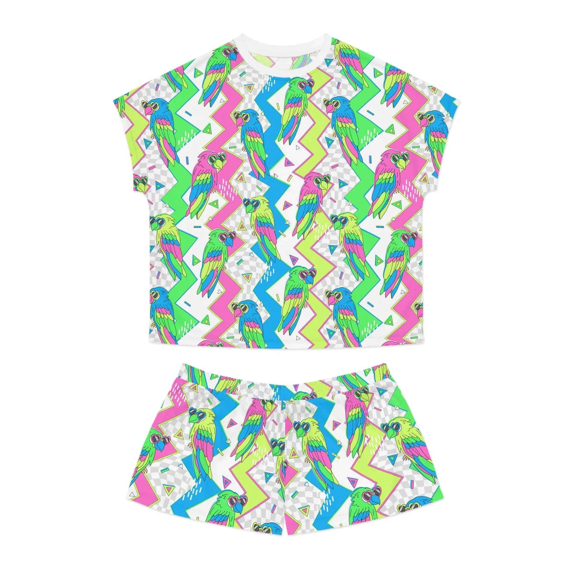Funky Feminine Short Pajama Set - S / White - All Over Prints