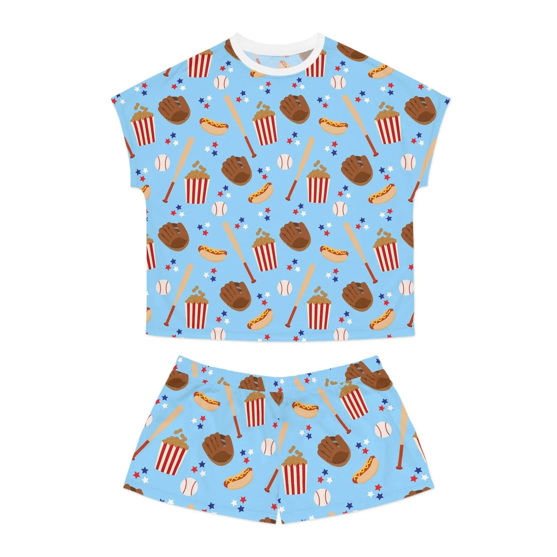 Game Day Women’s Short Pajama Set - S / White - All Over Prints