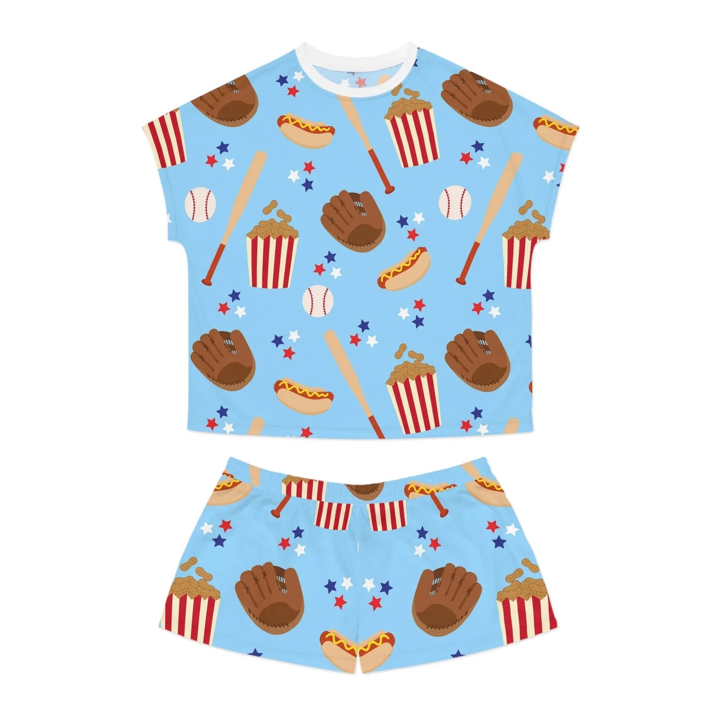 Game Day Women’s Short Pajama Set - S / White - All Over Prints