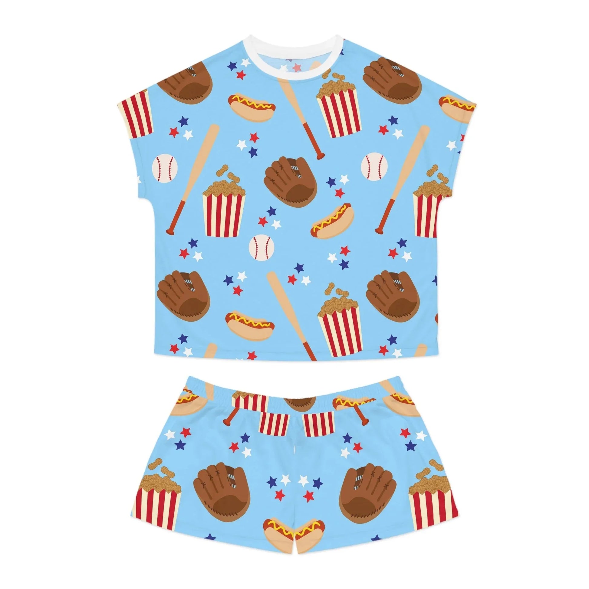 Game Day Women’s Short Pajama Set - S / White - All Over Prints
