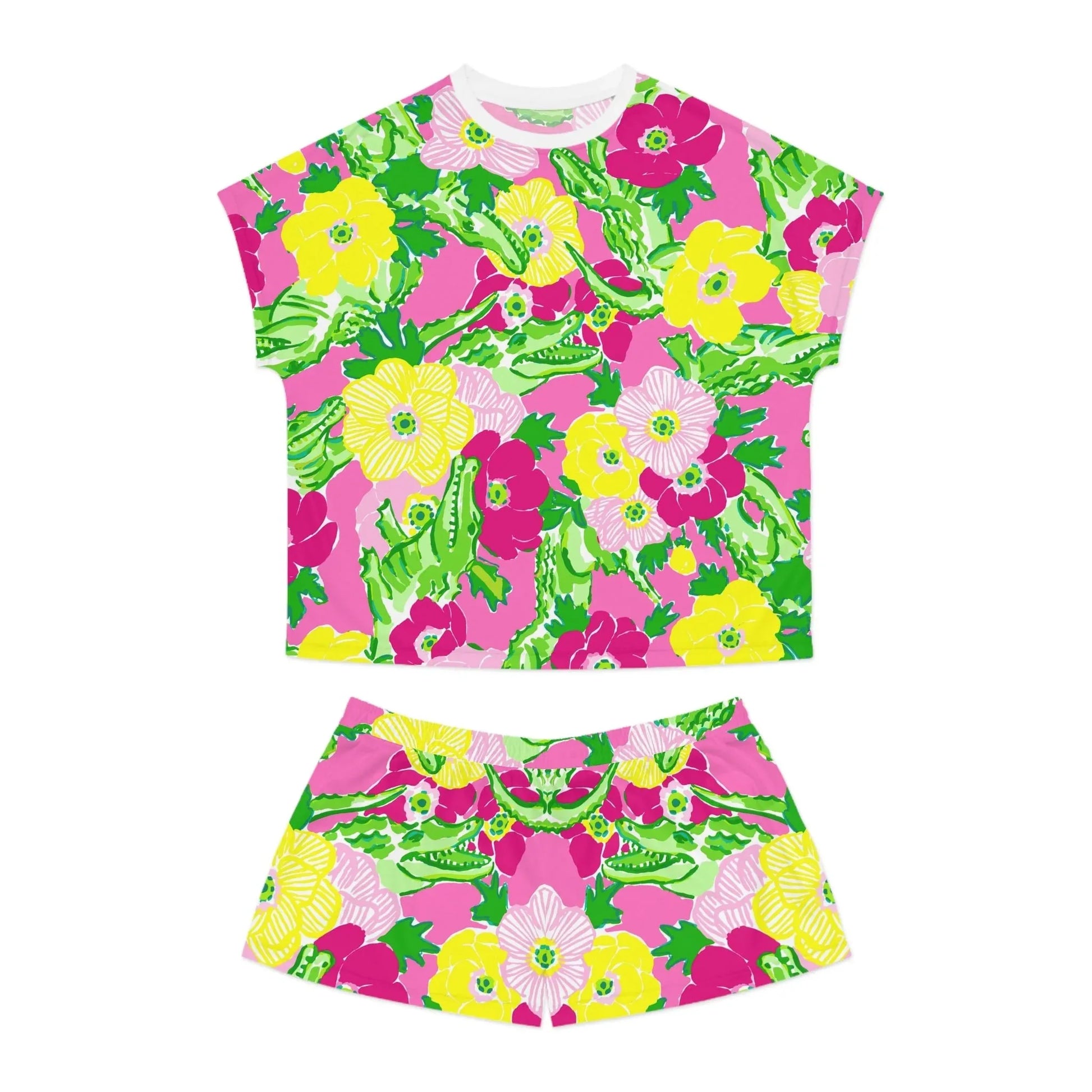 Gator Groove Women’s Short Pajama Set - S / White - All Over Prints