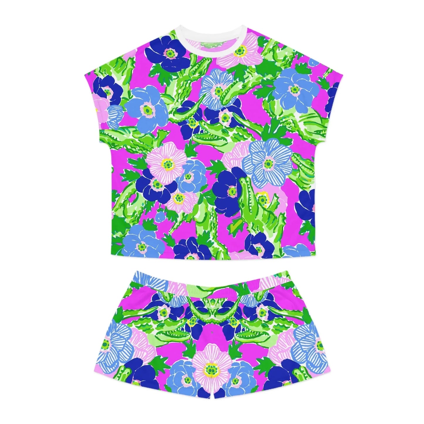 Gator Groove Women’s Short Pajama Set - S / White - All Over Prints