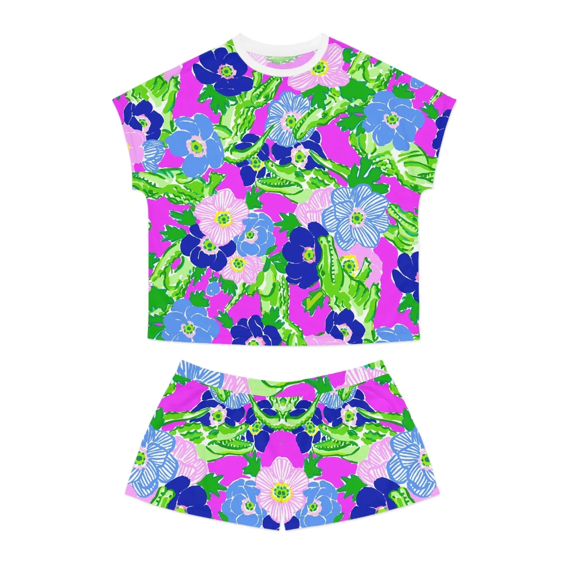 Gator Groove Women’s Short Pajama Set - S / White - All Over Prints
