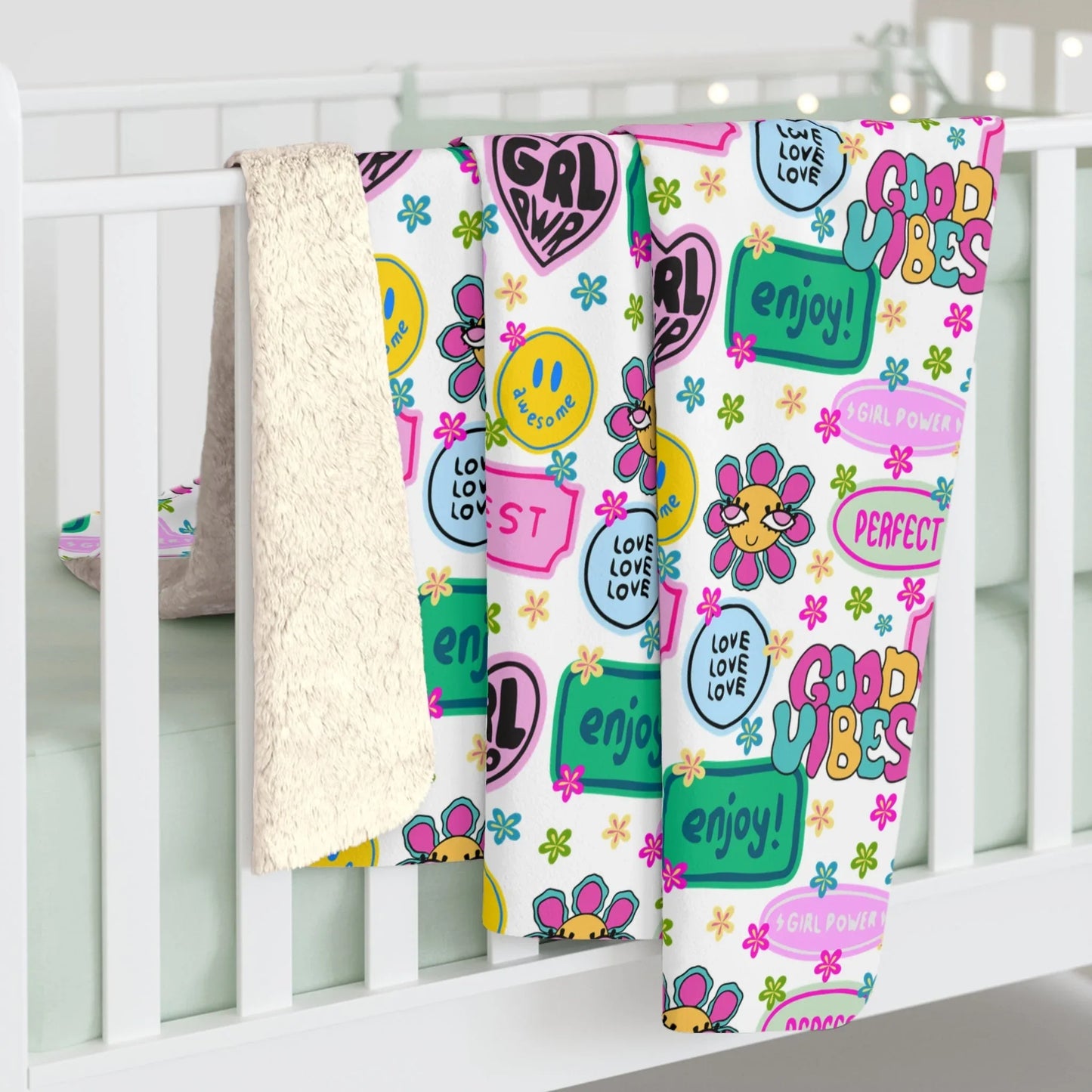 Girl Power Good Vibes Blanket - 50’’ × 60’’ - Home Decor