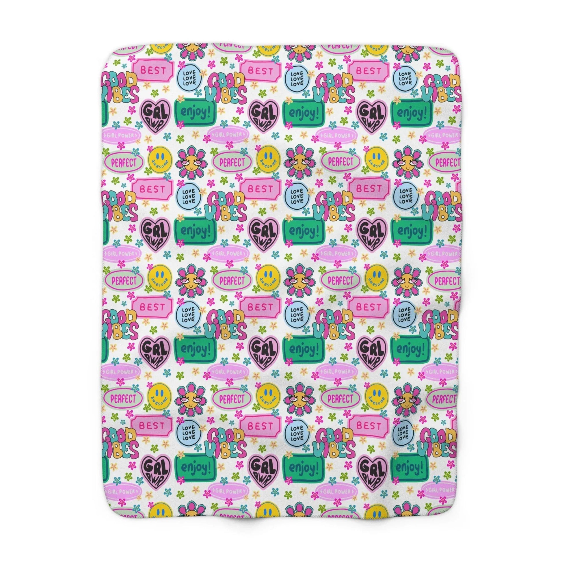 Girl Power Good Vibes Blanket - 50’’ × 60’’ - Home Decor