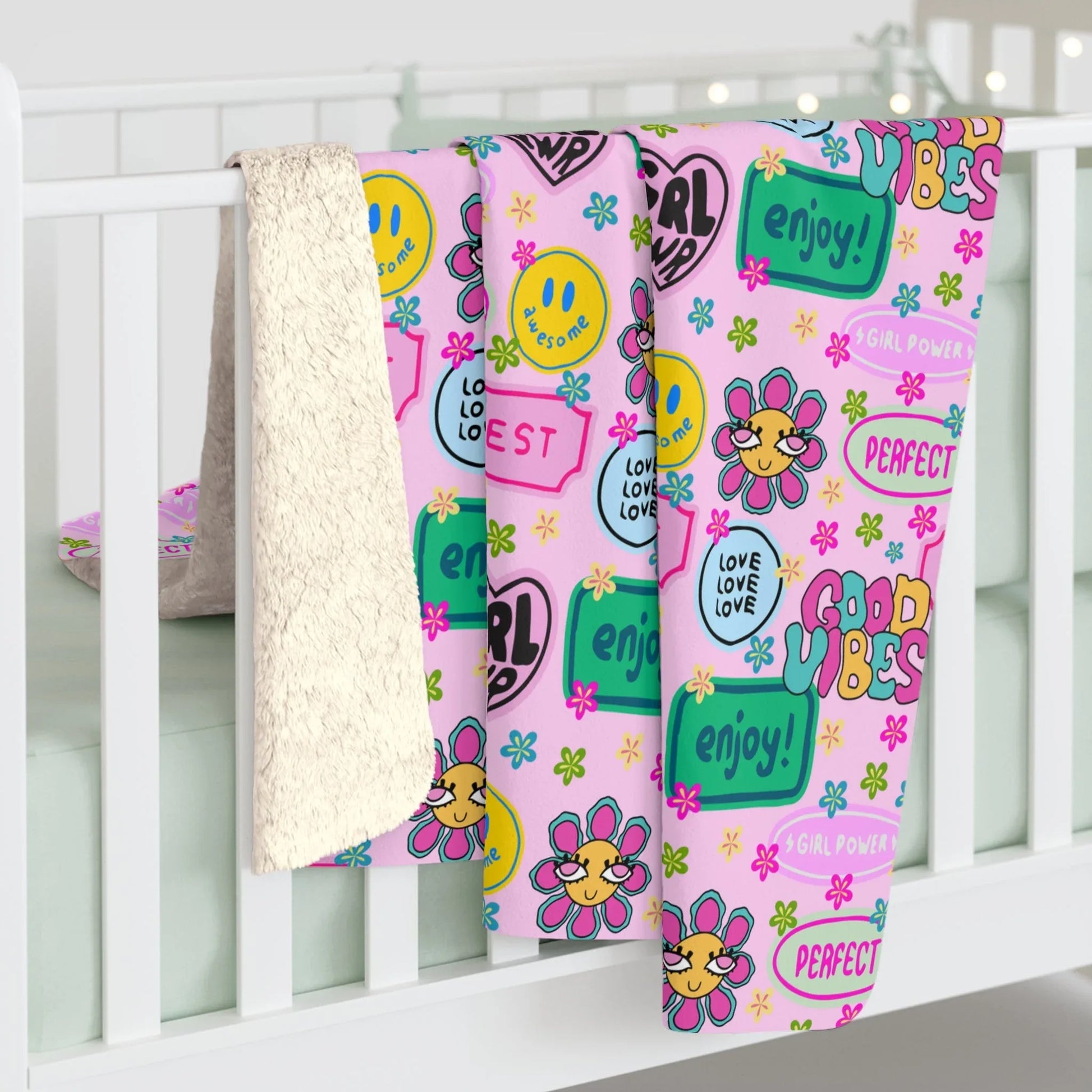 Girl Power Good Vibes Blanket - 50’’ × 60’’ - Home Decor