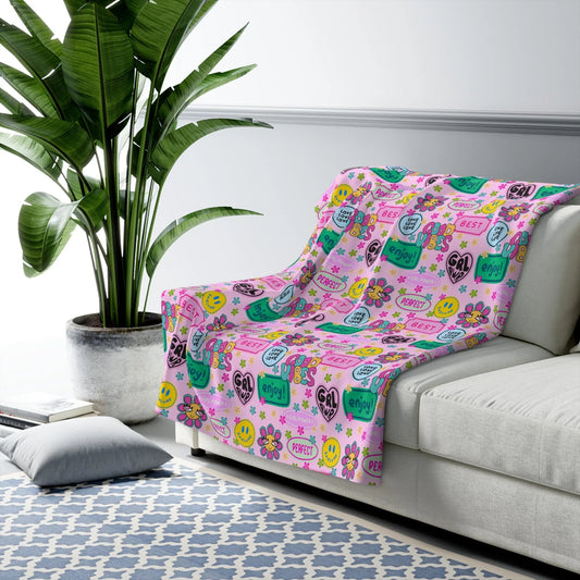 Girl Power Good Vibes Blanket - 50’’ × 60’’ - Home Decor