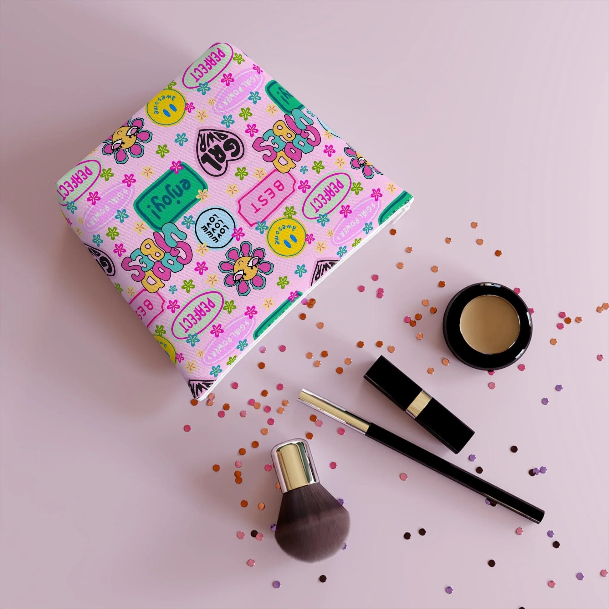 Girl Power Good Vibes Cosmetic Bag - Bags