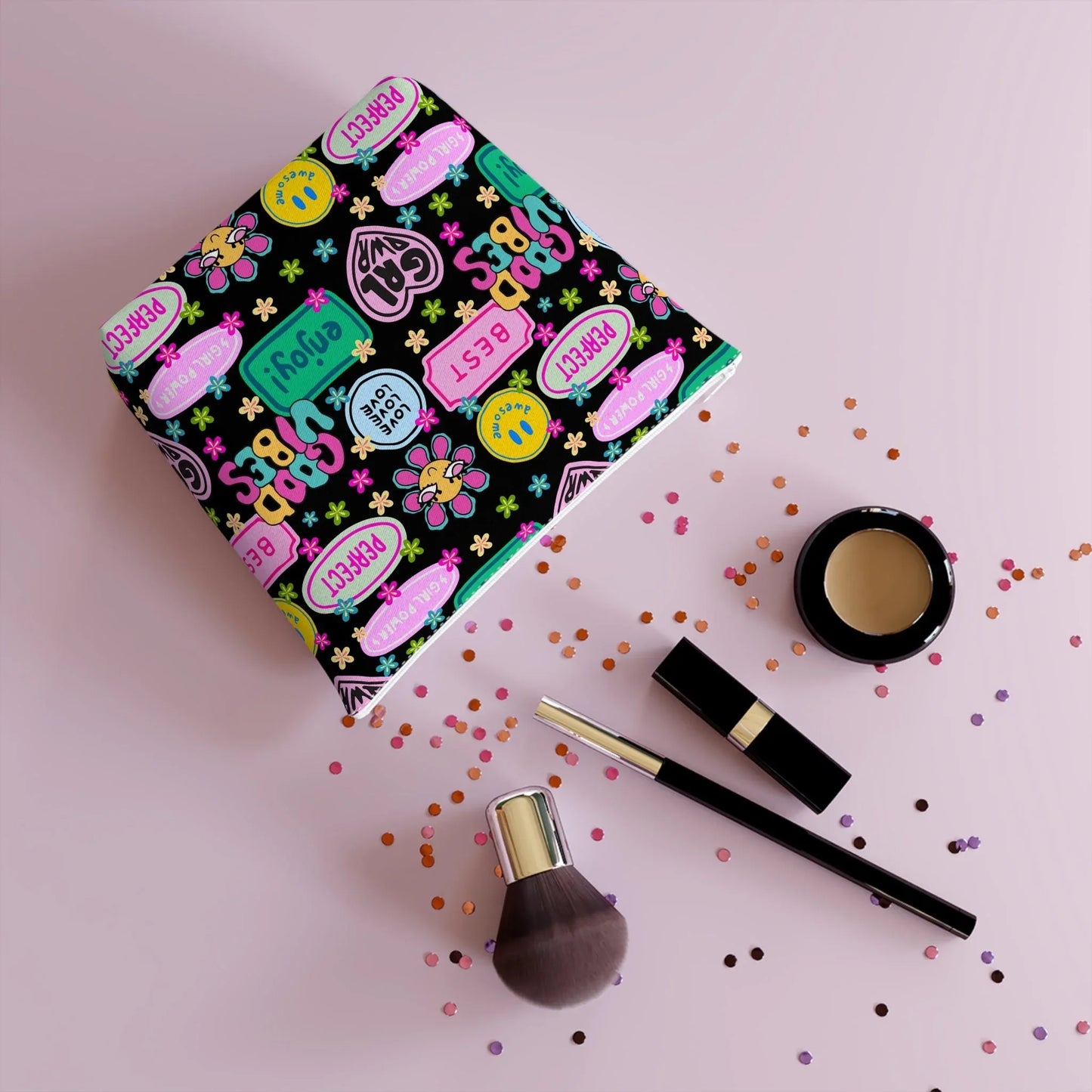 Girl Power Good Vibes Cosmetic Bag - Bags