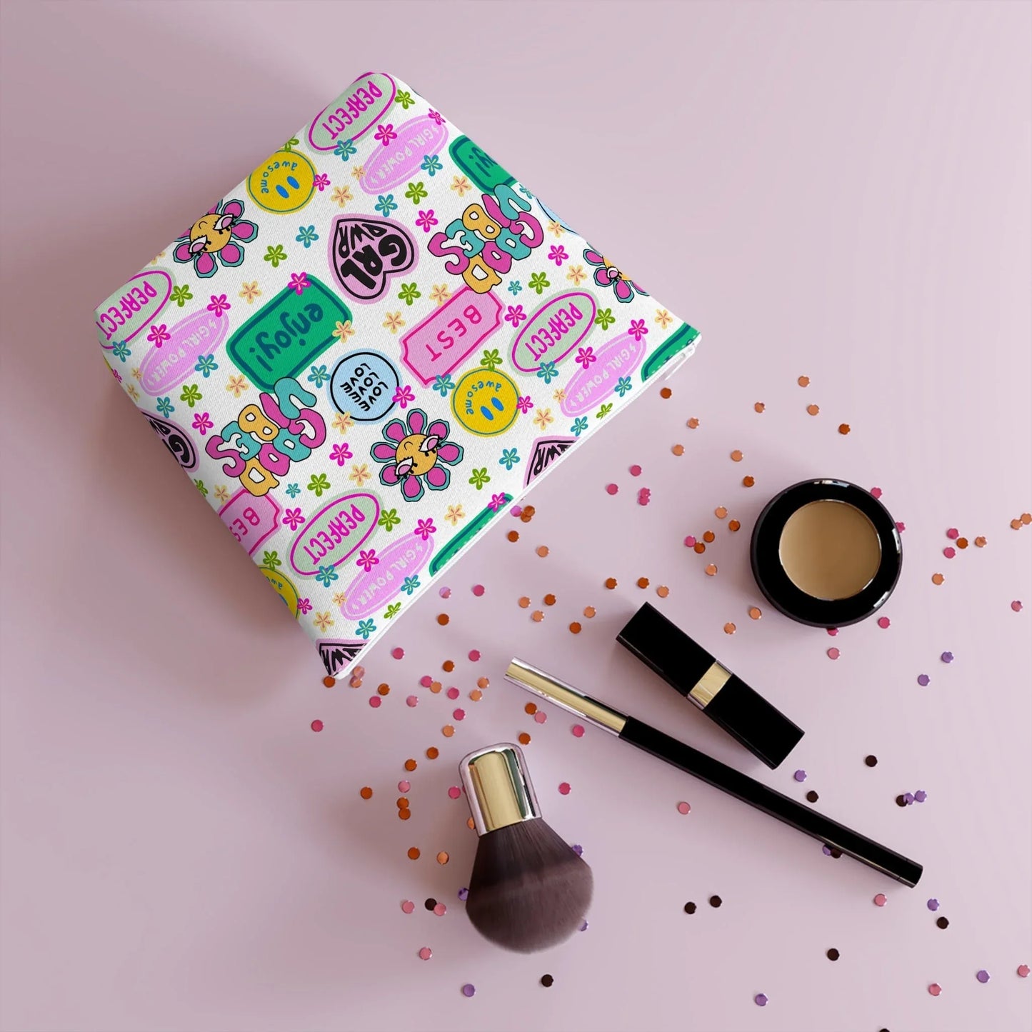 Girl Power Good Vibes Cosmetic Bag - Bags