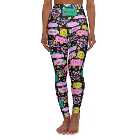 Girl Power Good Vibes High Waisted Yoga Leggings - XS - All Over Prints