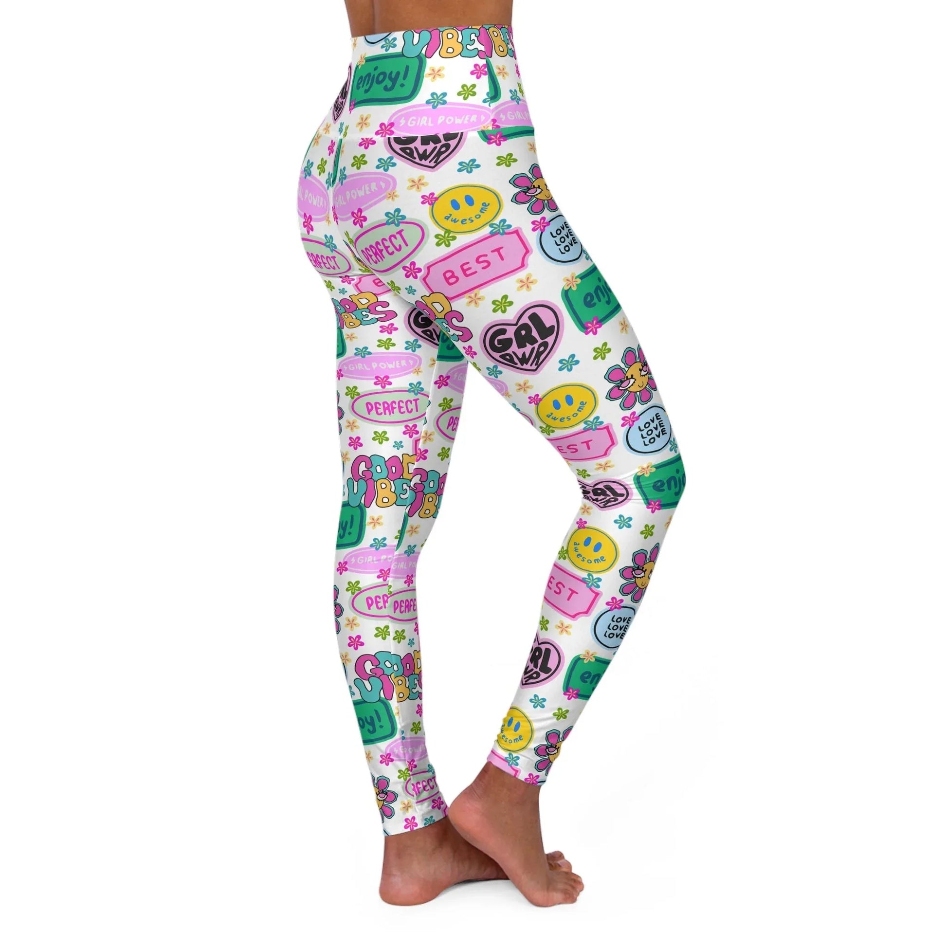 Girl Power Good Vibes High Waisted Yoga Leggings - All Over Prints